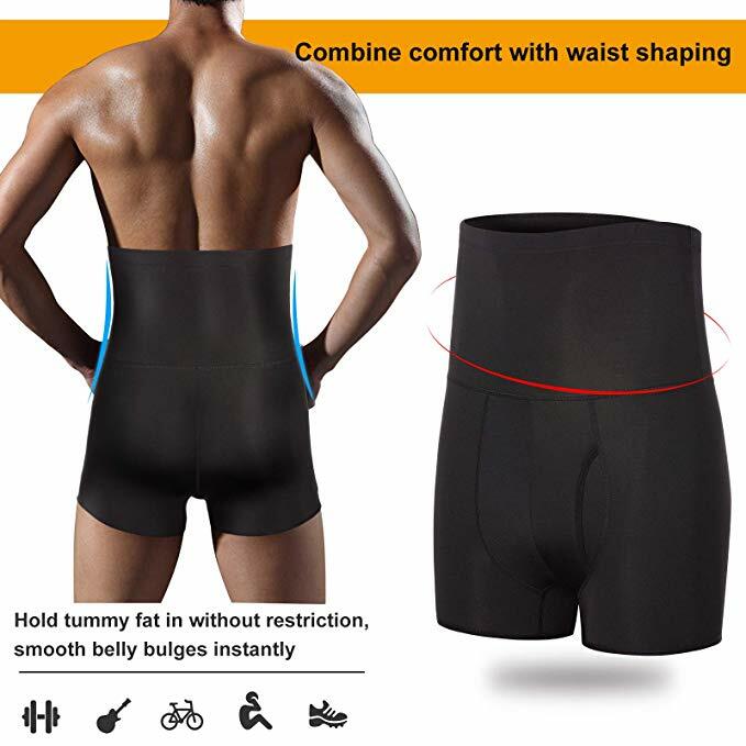 Men’s Compression Leggings Pants High Waist Shorts Shaping Thigh Butt Underpants