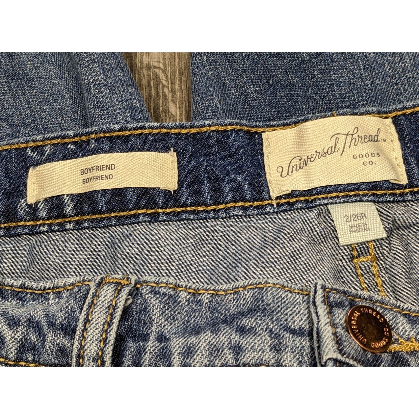 Universal Thread Womens Size 2 / 26 R Boyfriend Patchwork Denim Blue Jeans