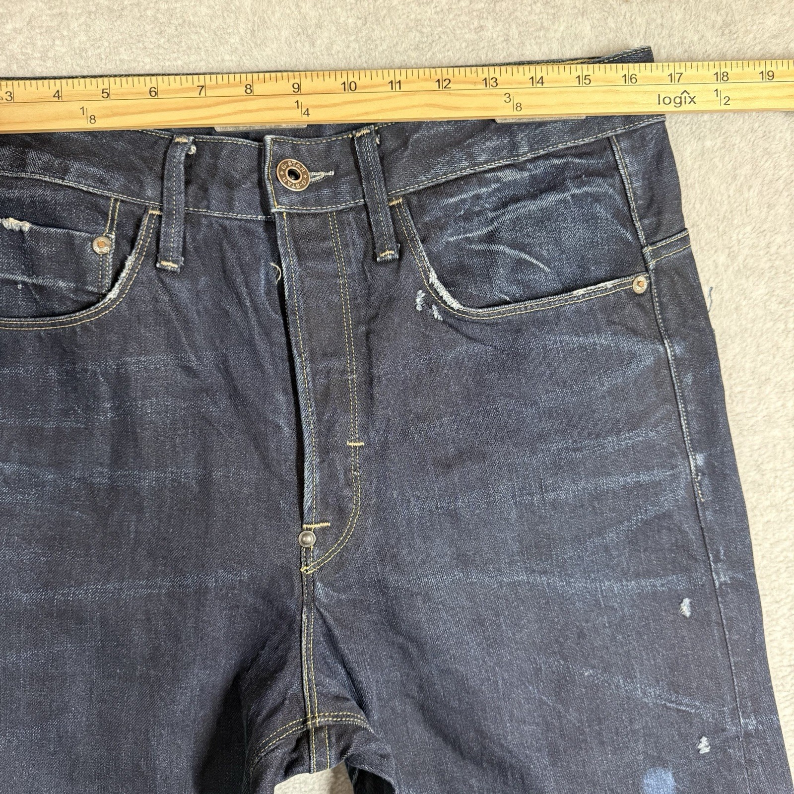 G-Star Raw Type C 3D Loose Tapered Jeans Mens 32×29 Distressed Faded Dark Wash