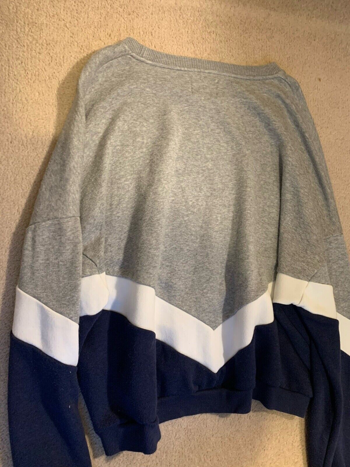 Pull & Bear Sweatshirt Womens Size Medium Grey White Blue Pullover Free ReturnS