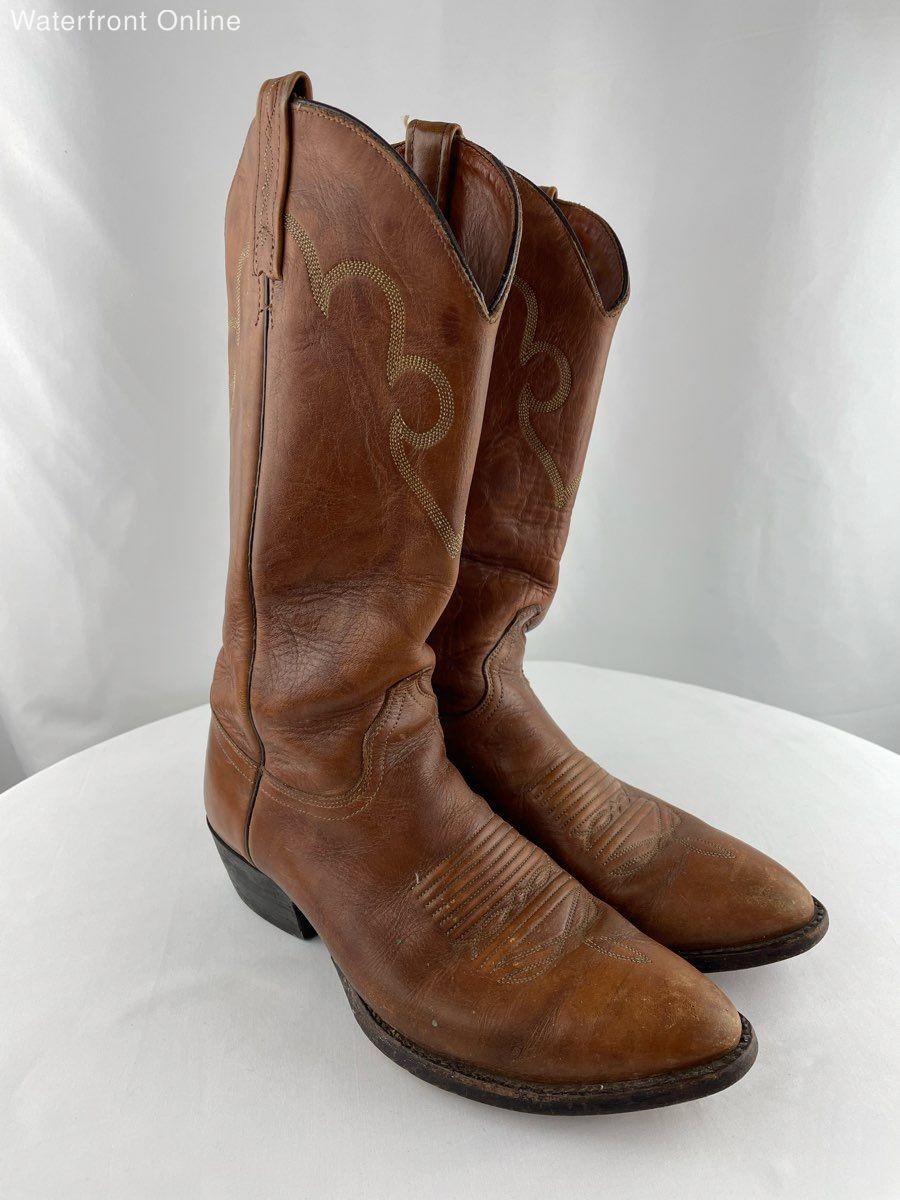 J. Chisholm Brown Leather Cowboy Western Boots Men’s 9D USA