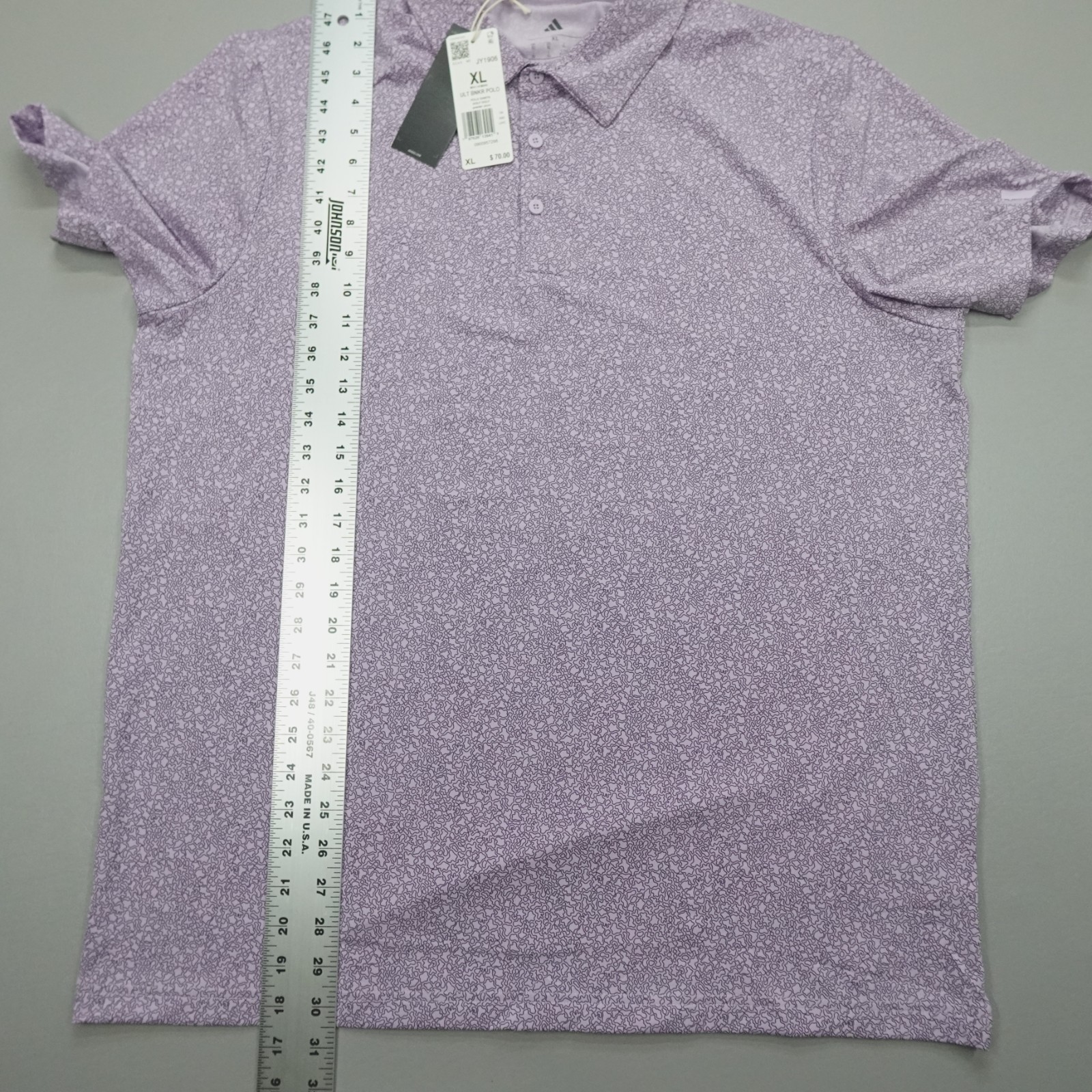 Adidas Ultimate365 Mini Bunker Geometric Polo Shirt Men’s Size XL Powder Plum