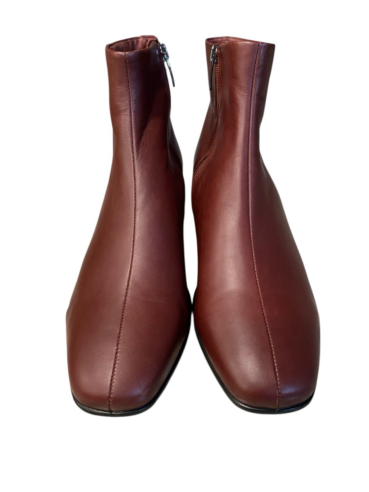 ECCO Women’s Leather Ankle Boots Mahogany Brown Square Toe Zip EU 40 US 9-9.5