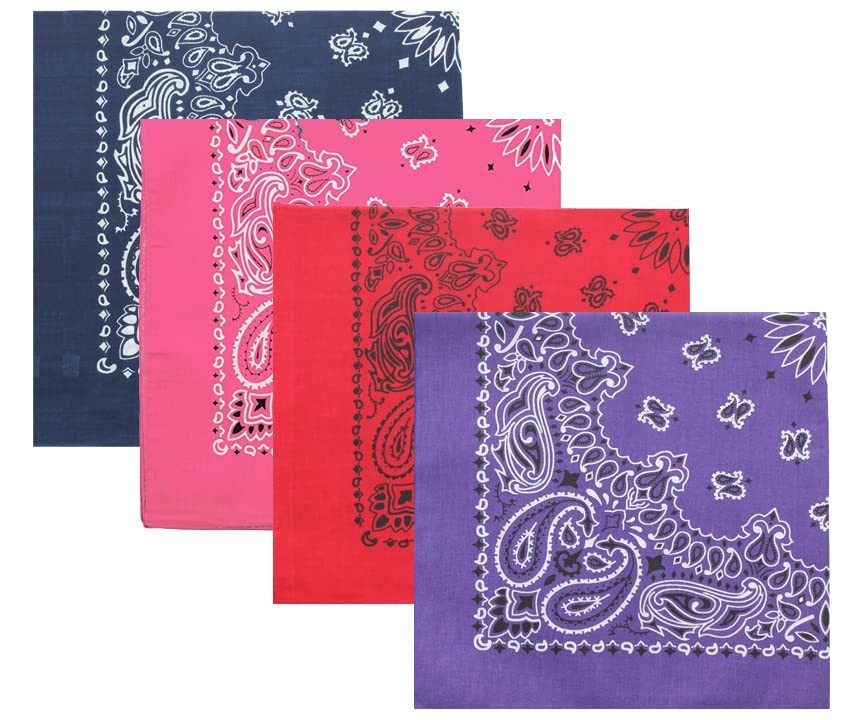 Camouflage Bandanas Cotton Head Face Cover Headwraps Bandanna 22″ x 22″, 4 Pack