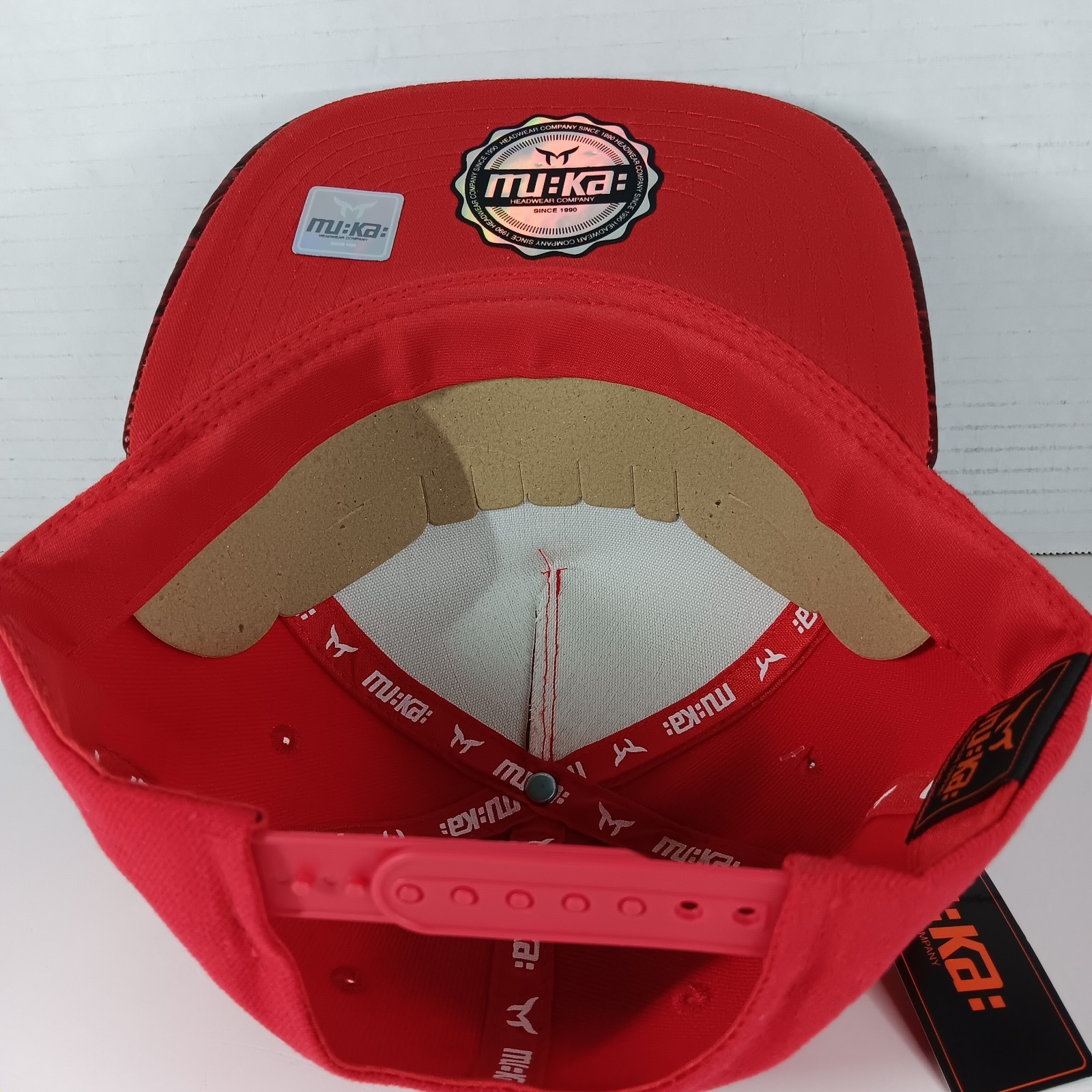Muka Hat Reptile Animal Print Patent Leather Red Snapback Streetwear NWT