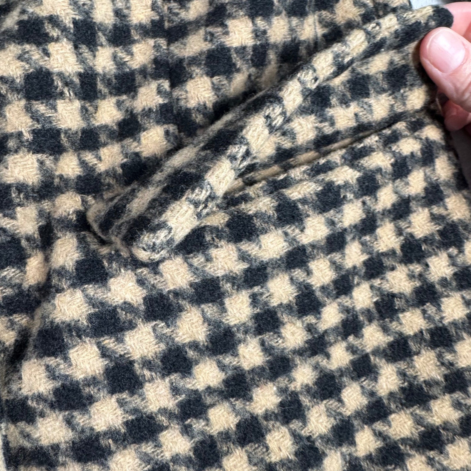 BLANKNYC Womens Houndstooth Wool Blend Double Breasted Blazer Jacket L Black