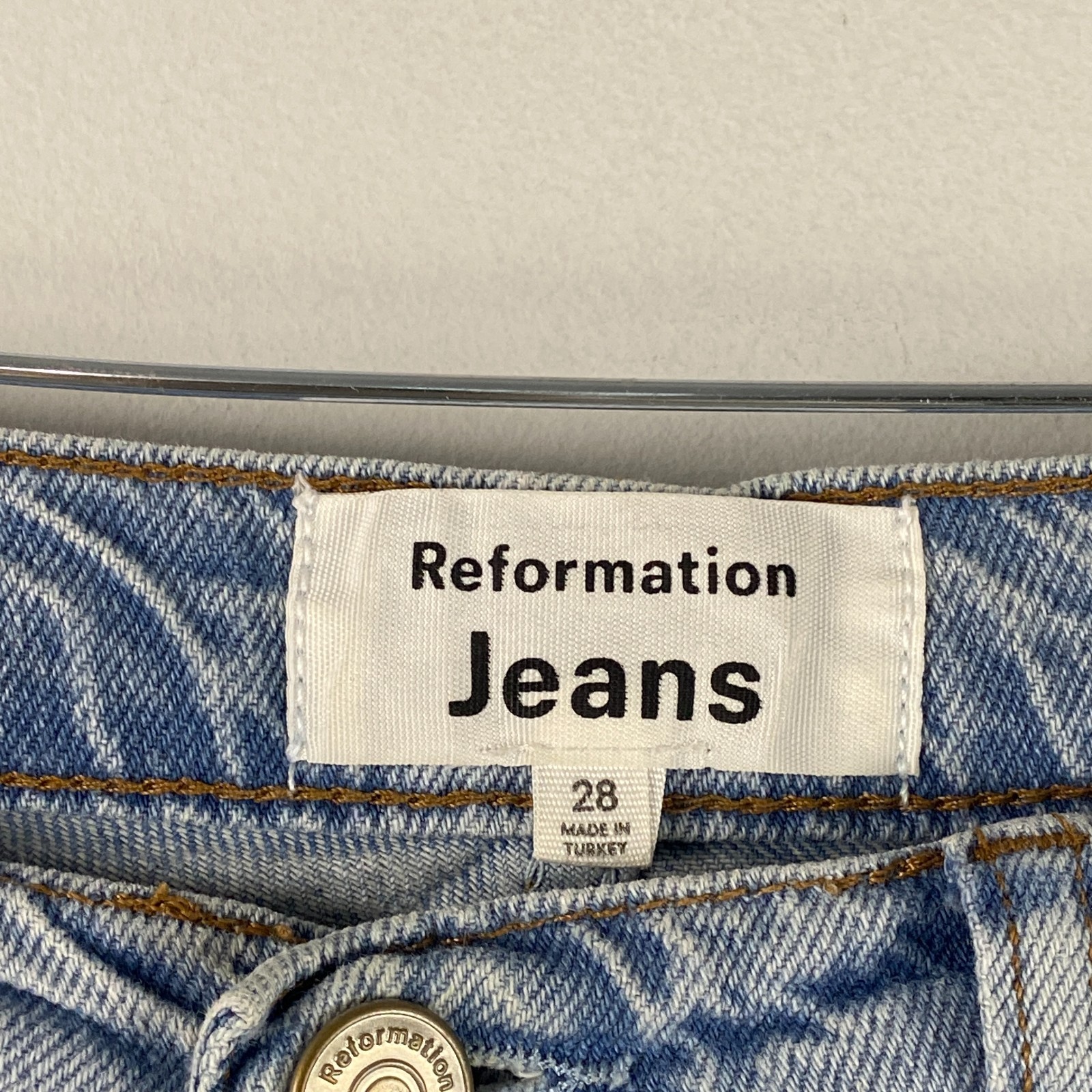 Reformation Cary High Rise Slouchy Wide Leg Jeans Size 28 Light Bowen Wash