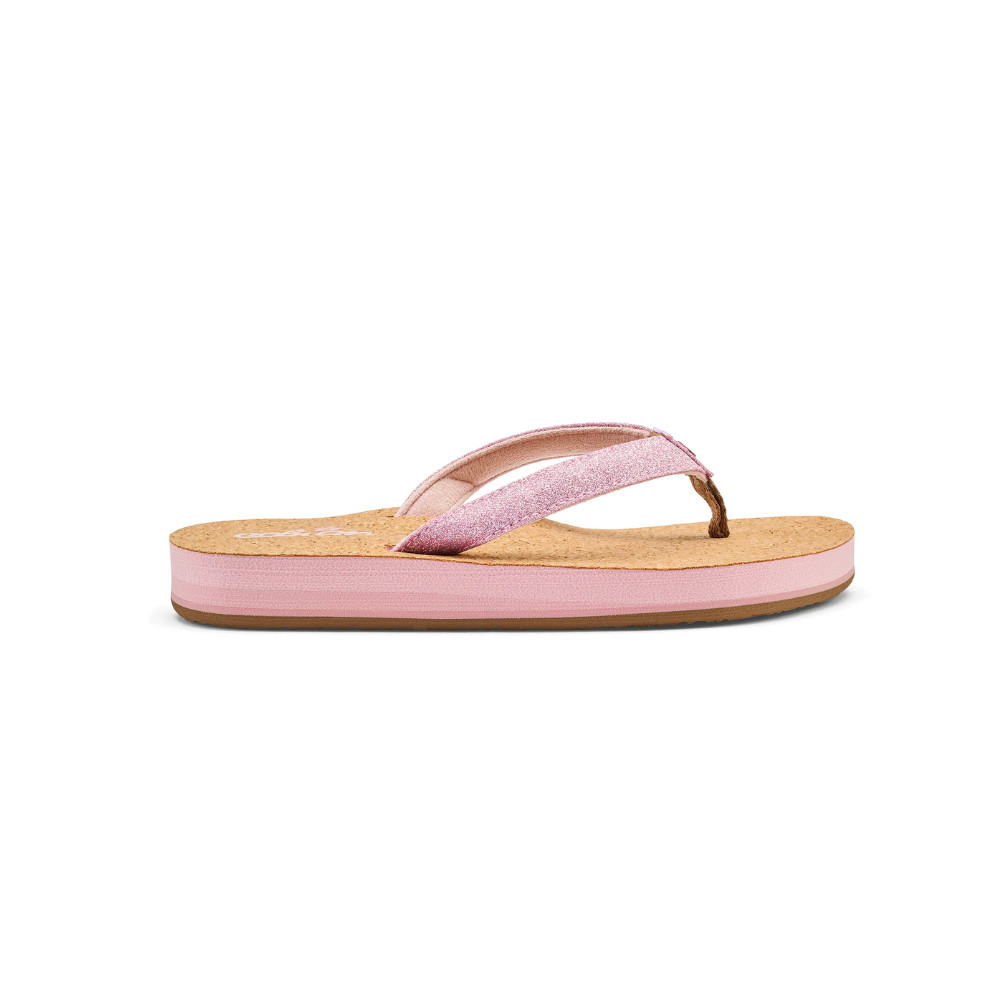 Cobian Girls Lil’ Capri Pink Glitter Flip Flop Sandals Cork Footbed New