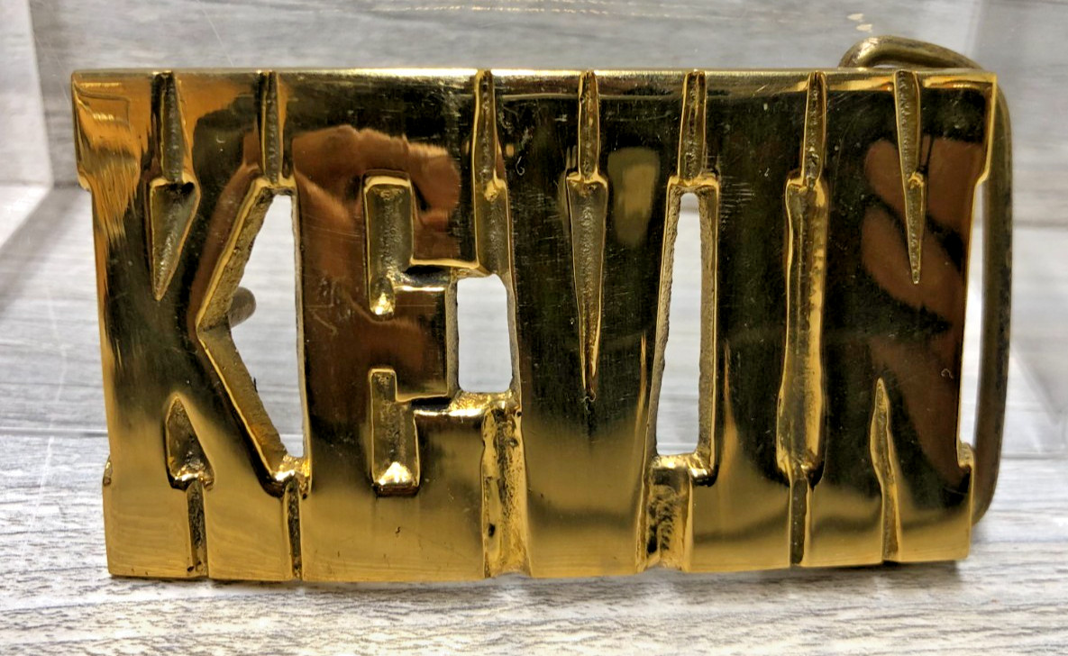 “KEVIN” Vintage NOS New Old Stock Solid Brass Name Belt Buckle Chunky Letters