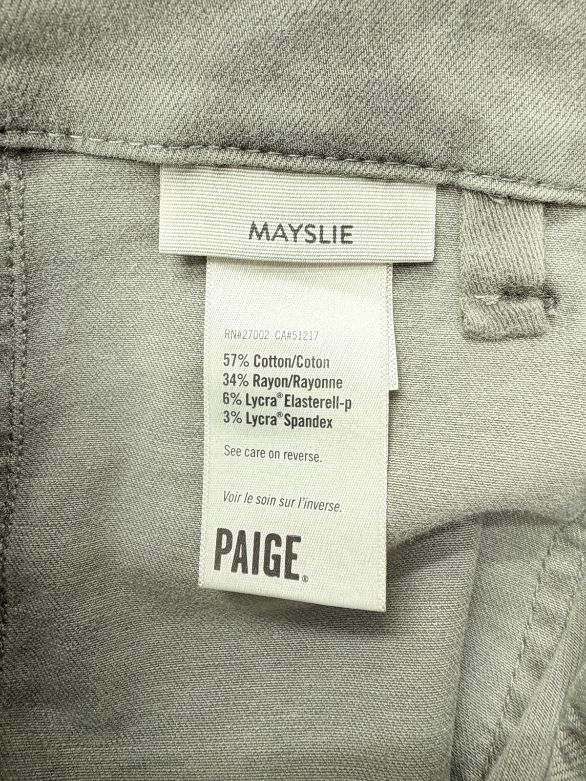 PAIGE Mayslie Jogger Pants Womens 24 Green Twill Ankle Zip Elastic Cuff