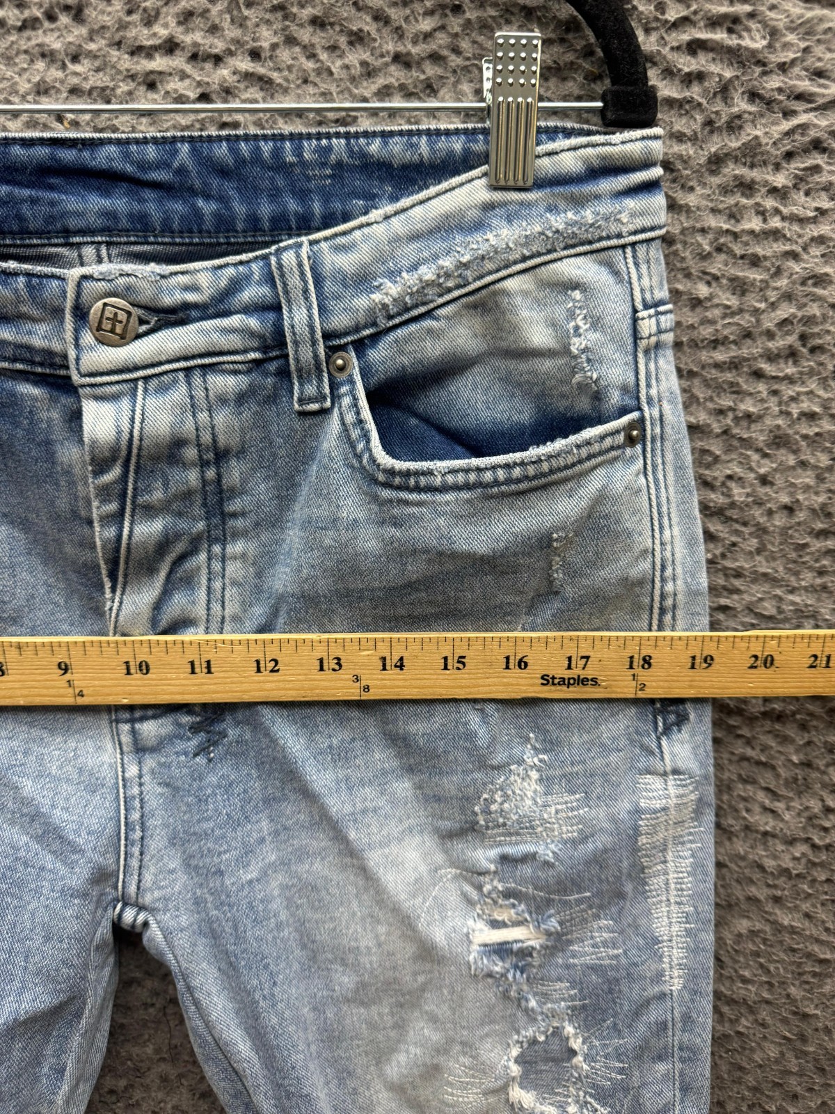 Ksubi Van Winkle RAF Repaired Button-Fly Skinny Jeans Light Wash Mens Size 33