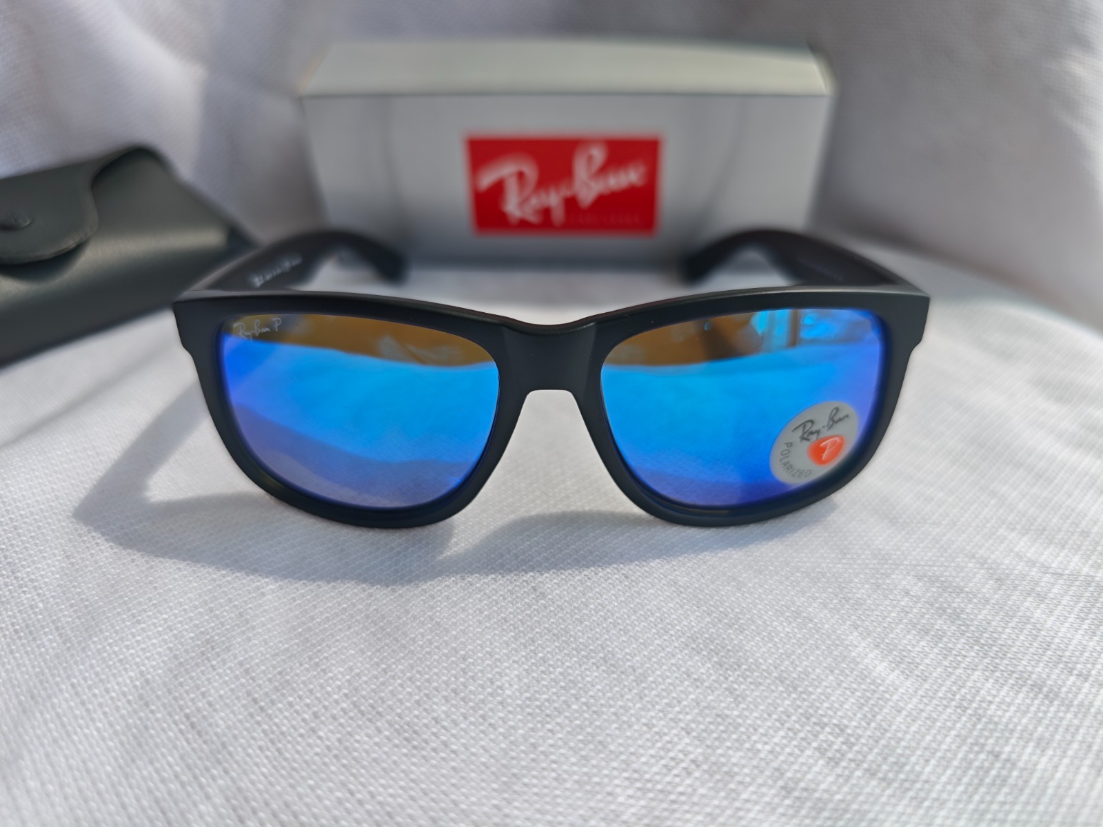54mm Ray-Ban RB4165 622/55 Justin Black Frame Blue Polarized Lenses Sunglasses