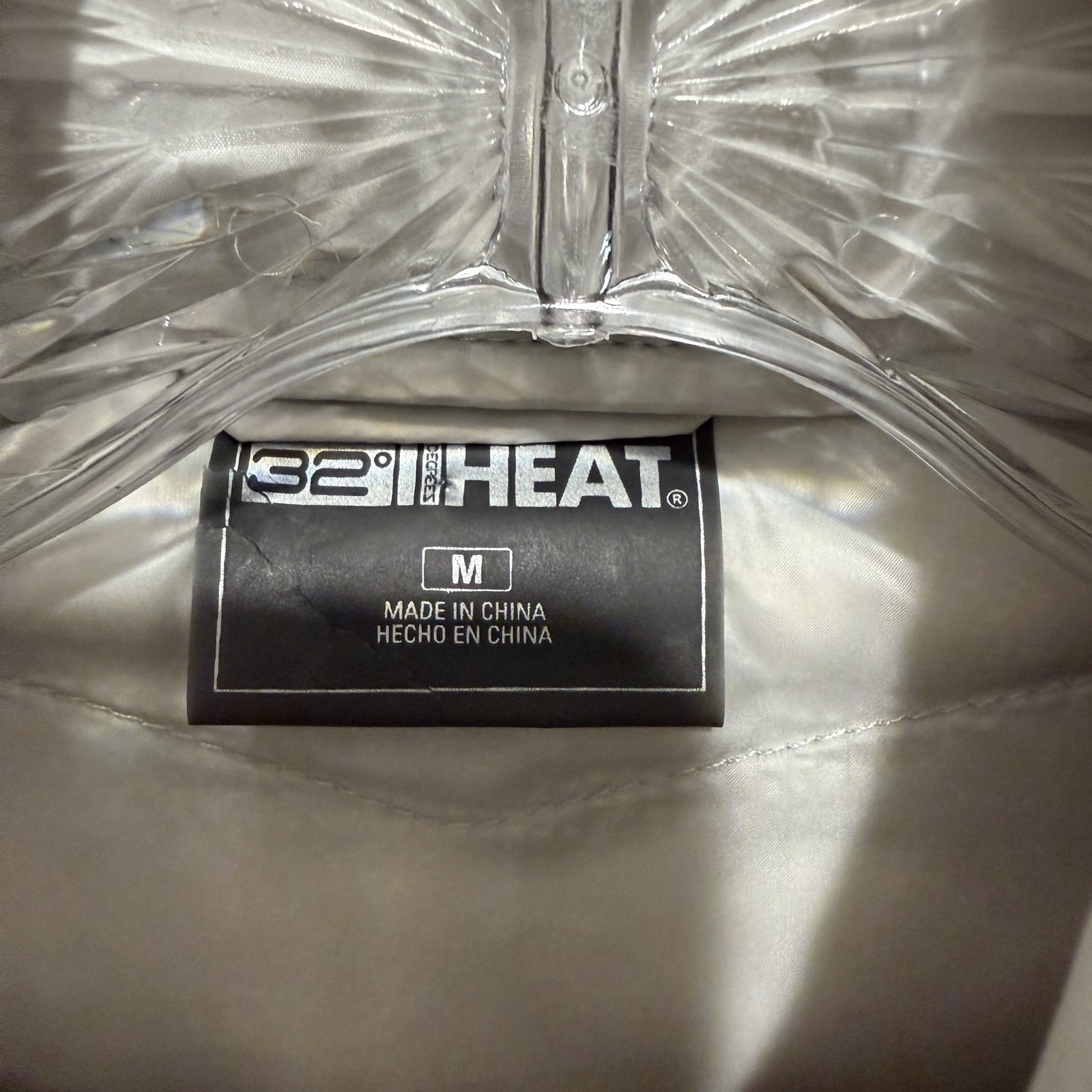 32 Degrees Heat Puffer Jacket Silver Size Medium Wind Resistance