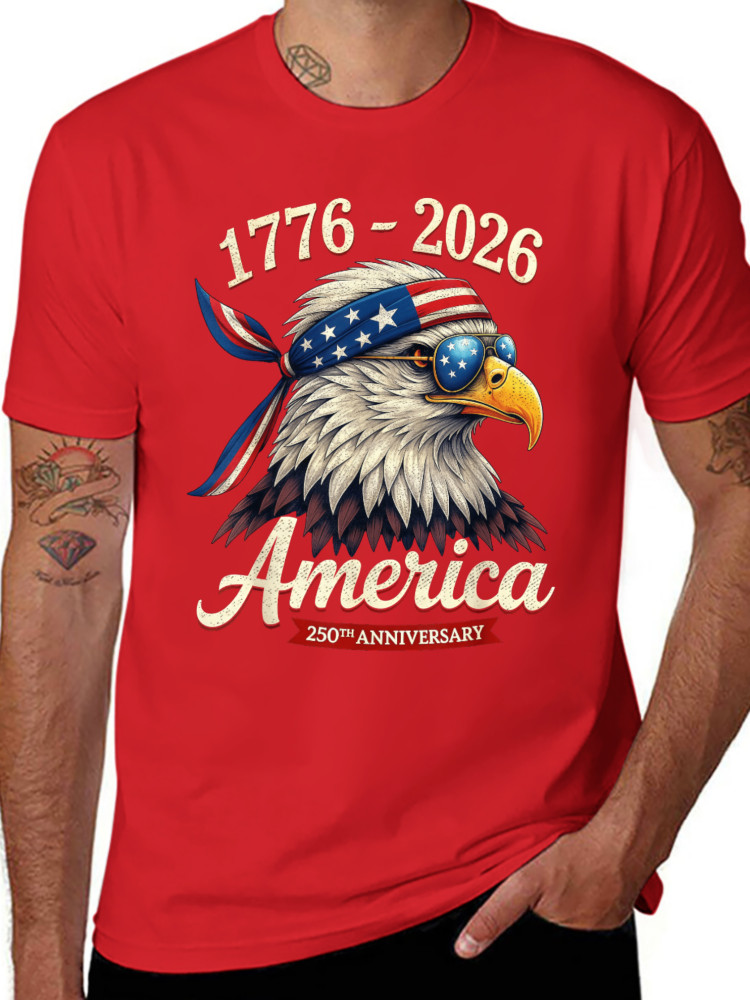 250 Years America Anniversary 1776 Bald Eagle 250th Birthday US Flag T-Shirt