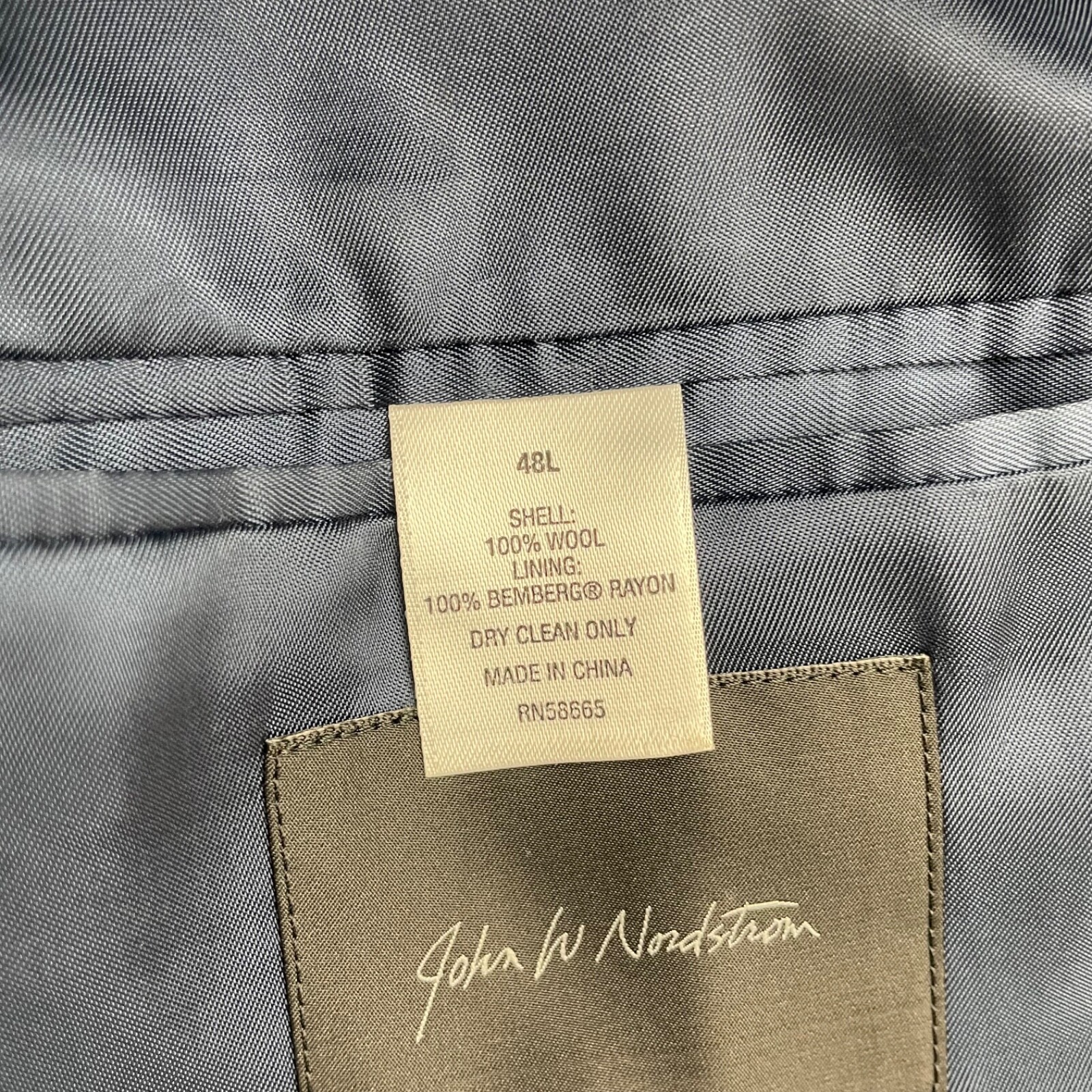John W. Nordstrom Men’s 100% Wool 2-Button Blazer Blue • 48L US