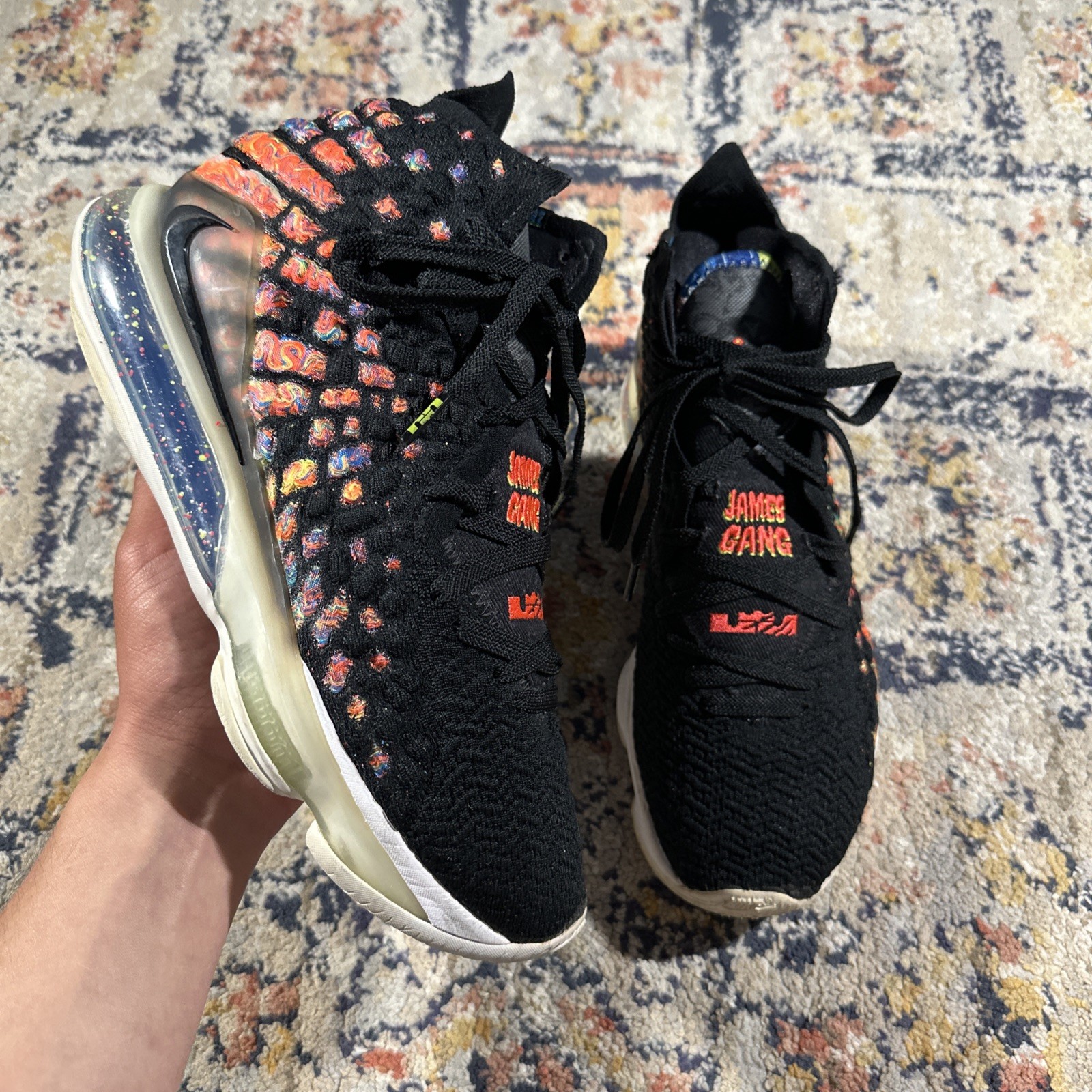 Size 9 – Nike LeBron 17 James Gang 2020 Black Multicolored Air Sneakers Bball