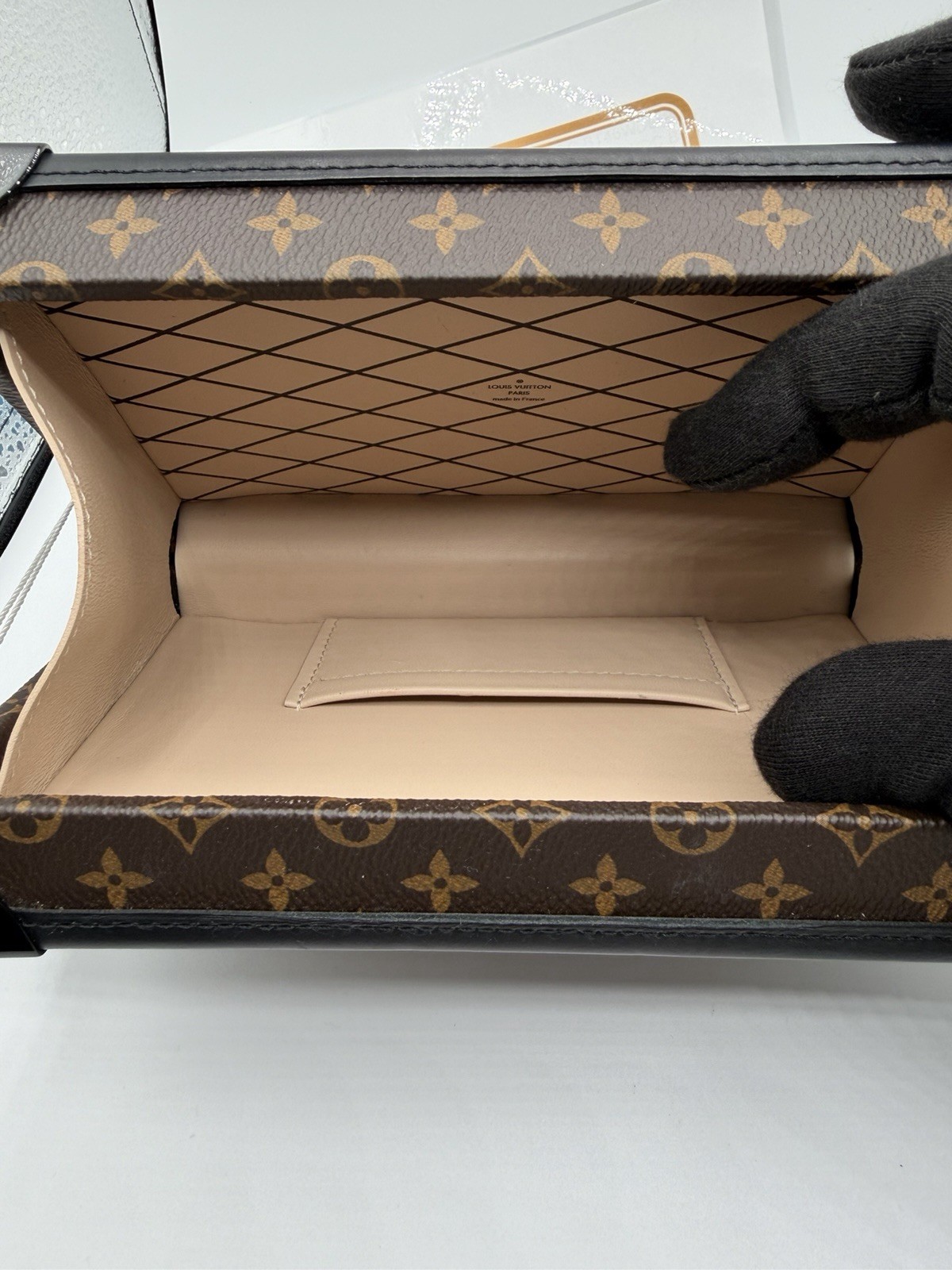Louis Vuitton Petite Malle Monogram Trunk Box Clutch Brown/Black Gold HW