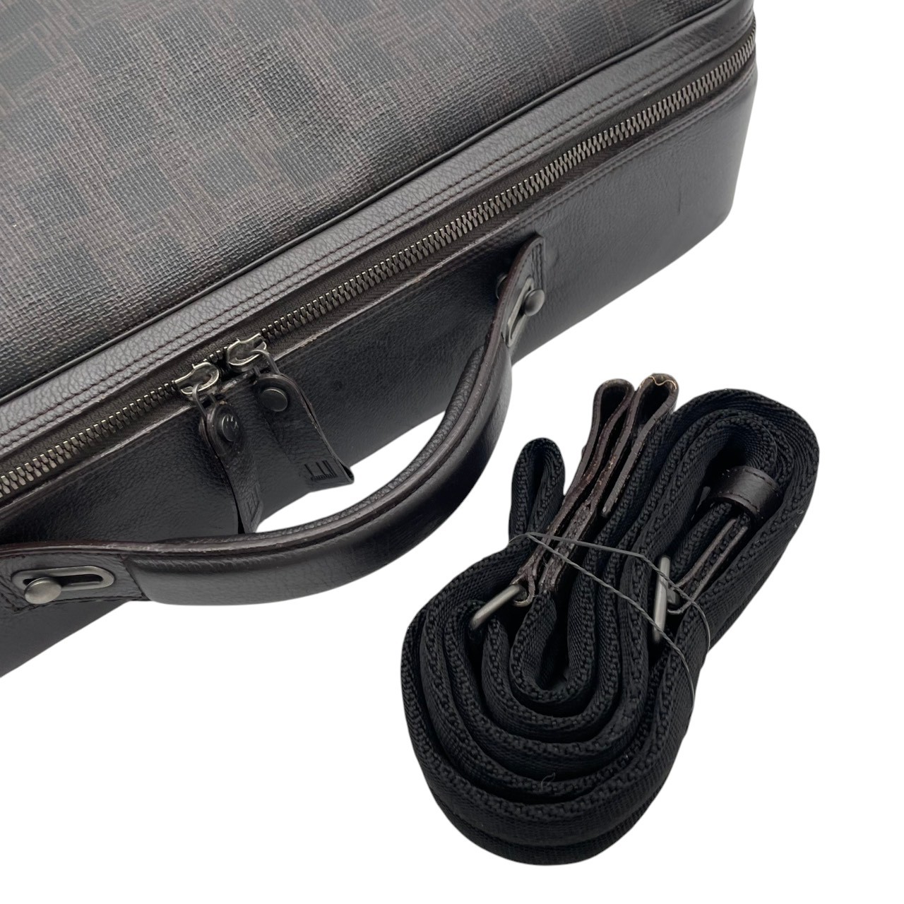 Authentic dunhill Leather 2WAY Briefcase Business Shoulder Bag Brown Mens