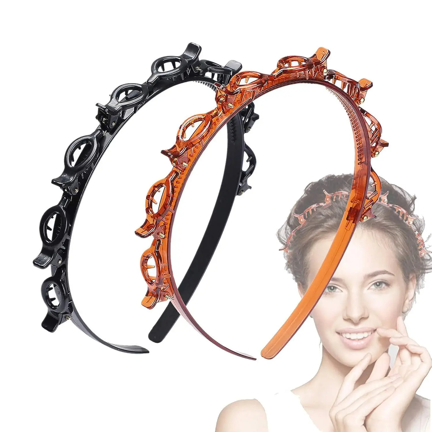 2Pcs Double Layer Braided Headband Punk Women Fashion Hair Accessories