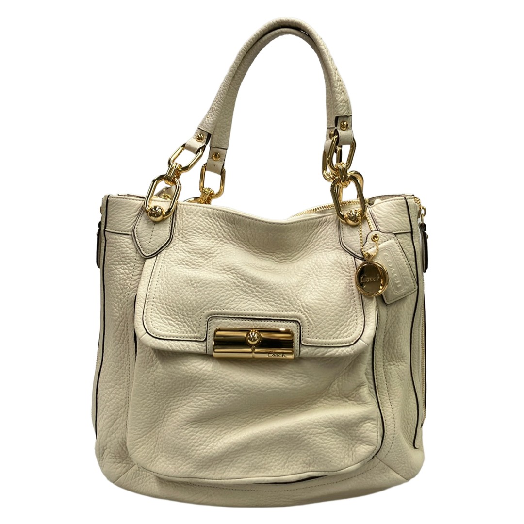 Coach Leather Tote Bag 18278 Beige Size: W:12.6 × H: 13.8 in.