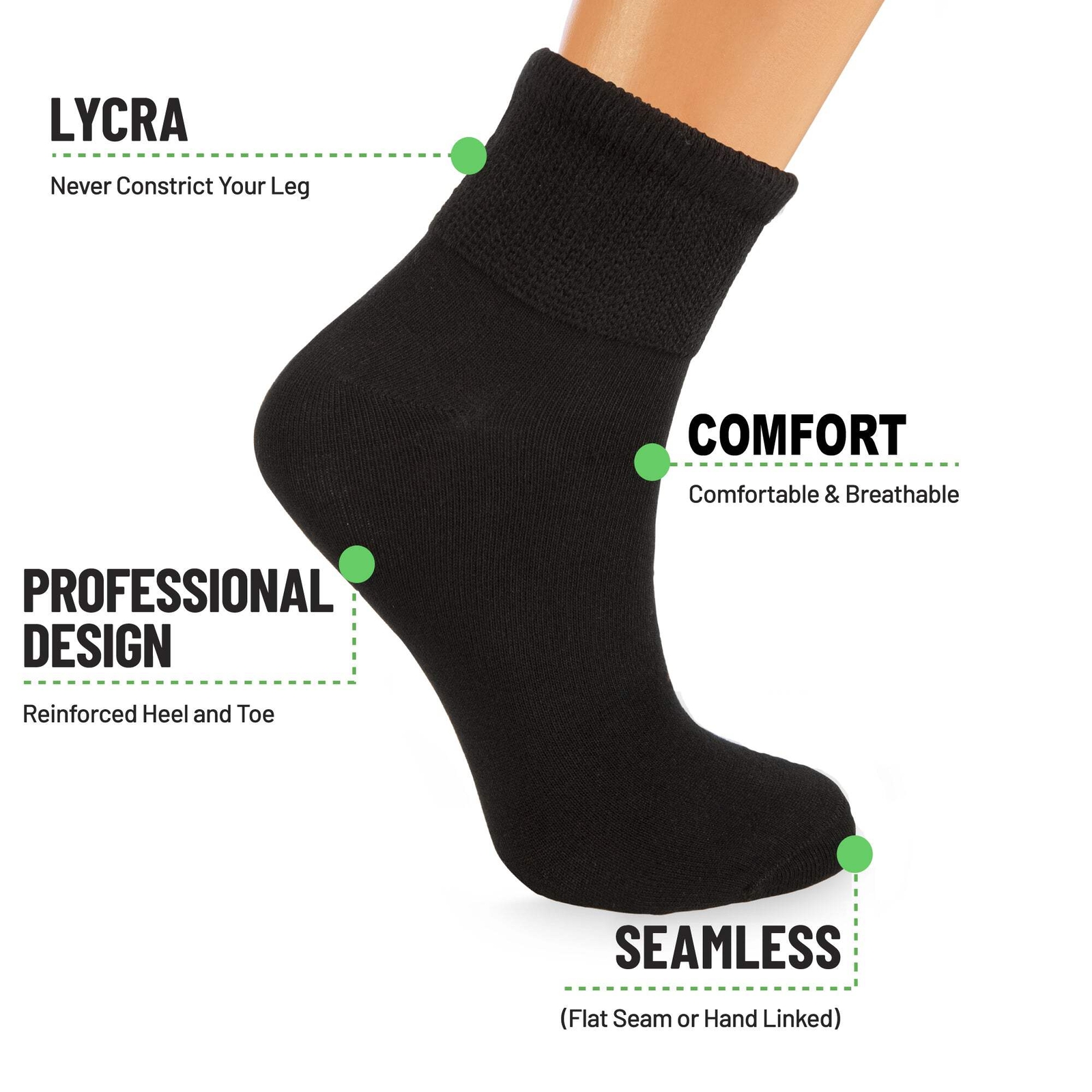 American Made Diabetic Ankle Socks 3 Pairs Non-Binding Cotton Unisex Moisture-Wi