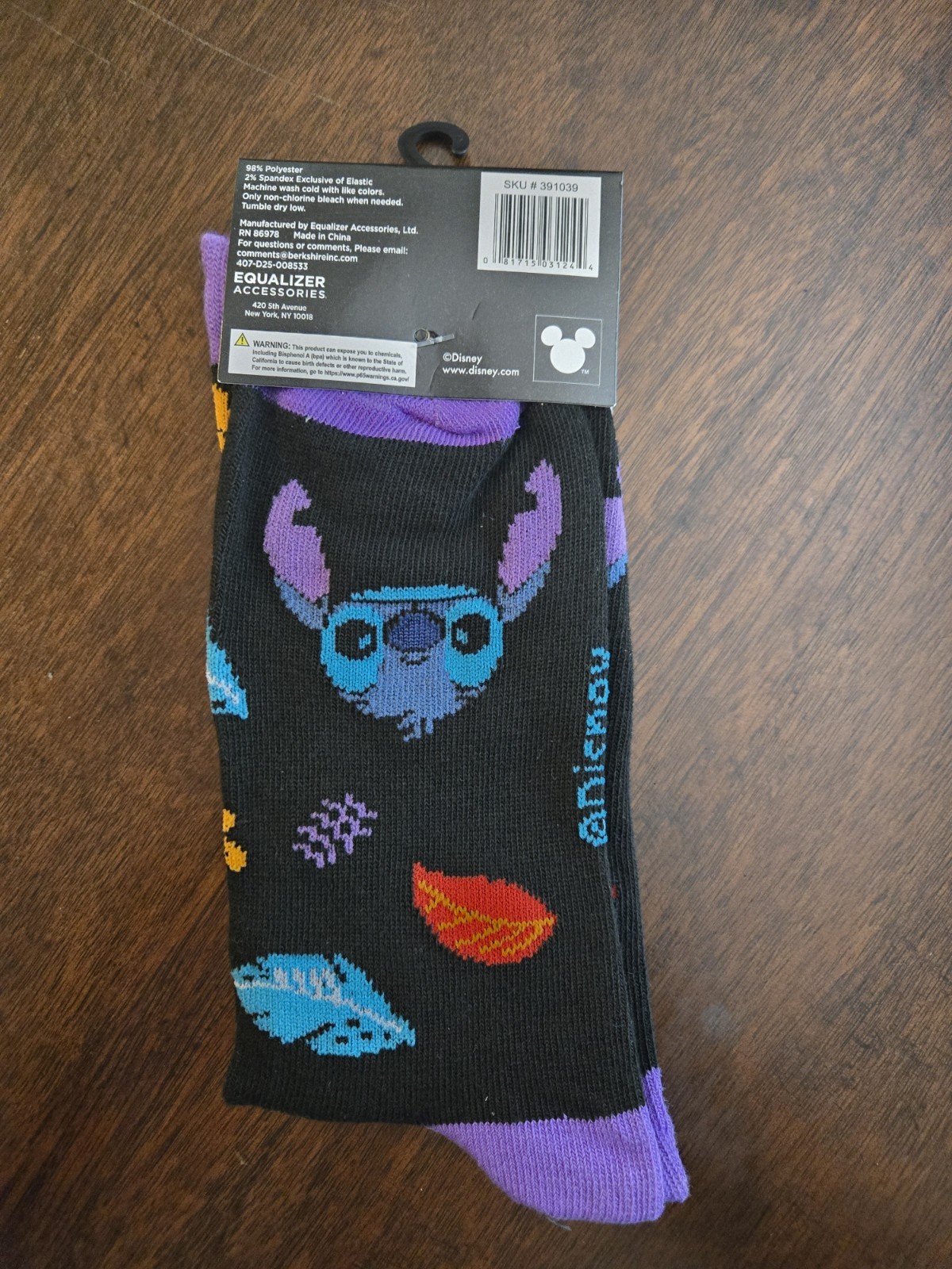 Disney Crew Socks Stitch Size 9-13 Lilo & Stitch