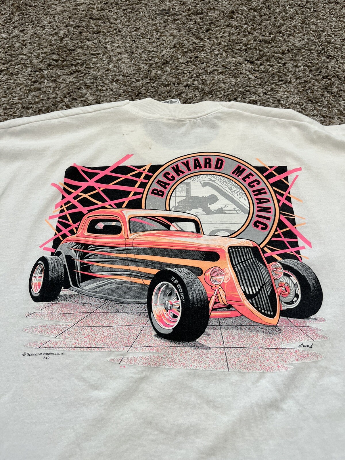 Vintage 90’s Backyard Mechanic Cruising Woodland Ave Hot Rod T-Shirt ￼Size XL