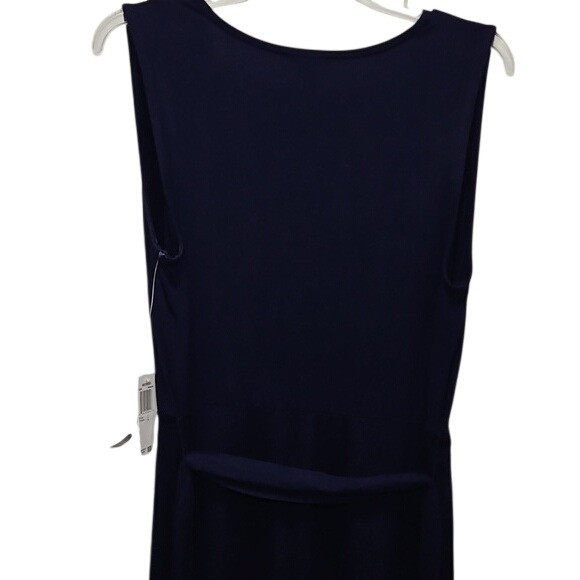 Chelsea & Theodore Belted Knee Length Dress Size Large New Navy Blue Office