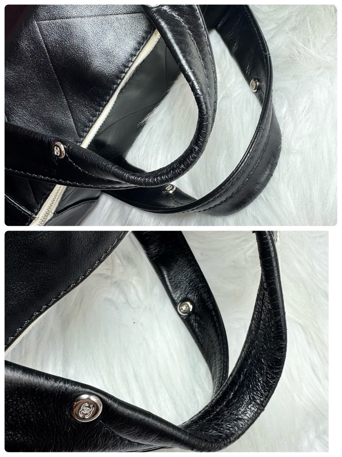 CHANEL CC Logo Quilted Leather Boston Bag Black Vintage Top Handle handbag