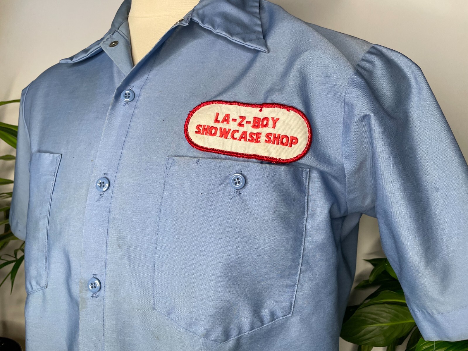 Vintage La Z Boy Shop Wear Guard Work Shirt Button Down Smock Men Medium