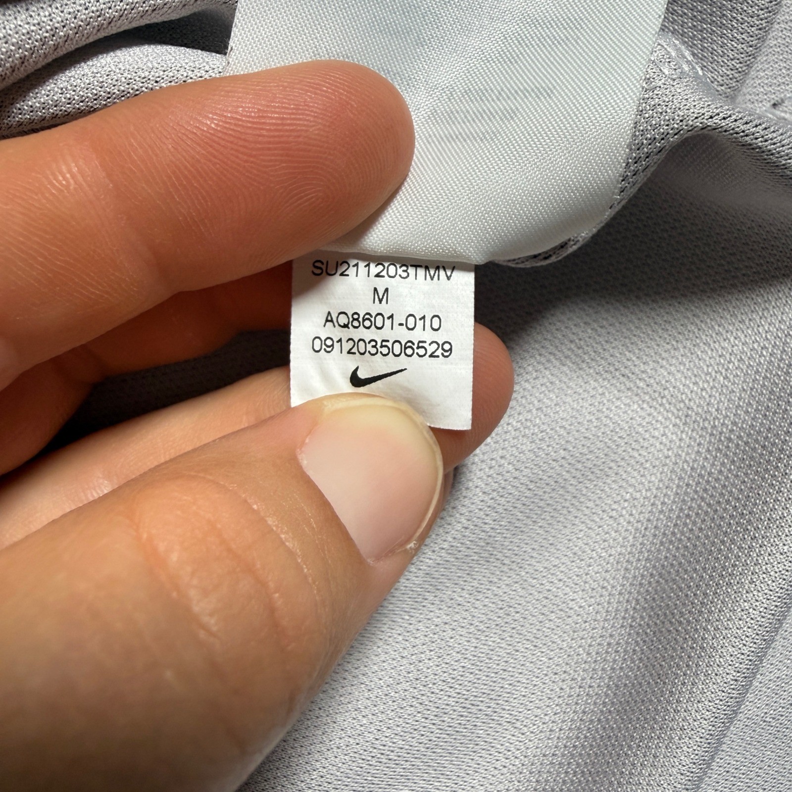 Nike Polo Mens Med Gray Dri-FIT Standard Fit Short Sleeve AQ8601-010