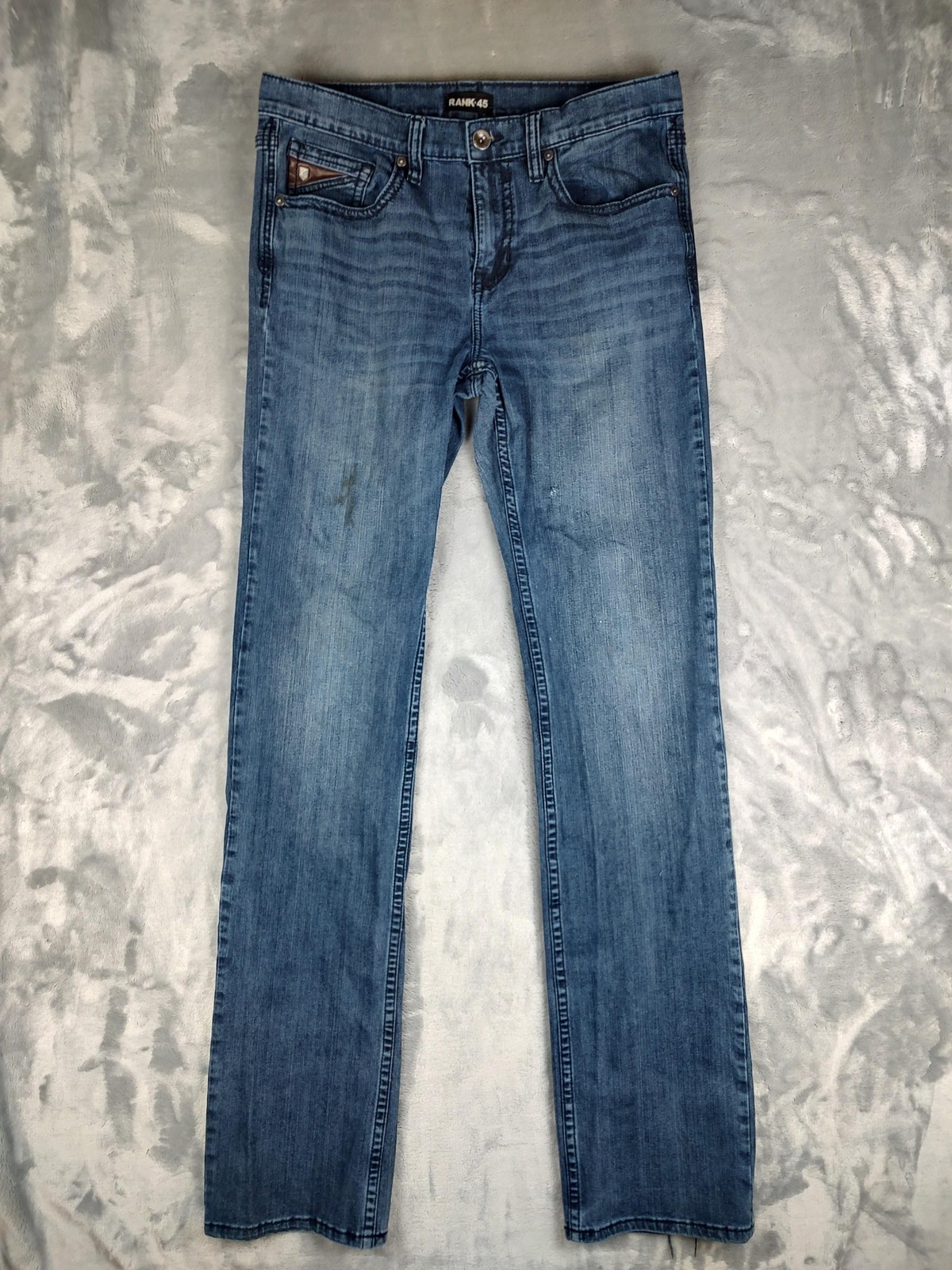 Rank 45 Jeans Mens 34×36 Blue Straight Leg Regular Fit Stretch Denim Medium Wash
