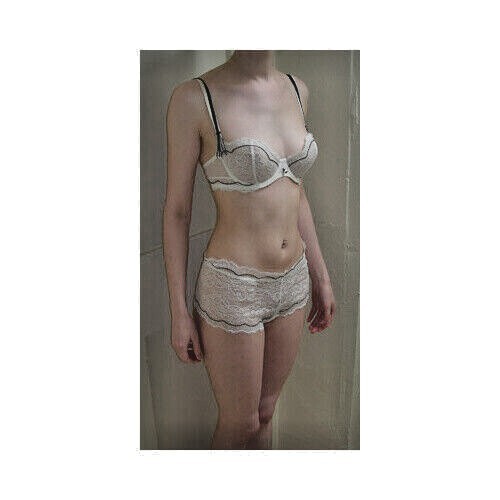 Aubade Ivory/Black Collection CHAR Sheer Lace/Mesh Deep Shorts
