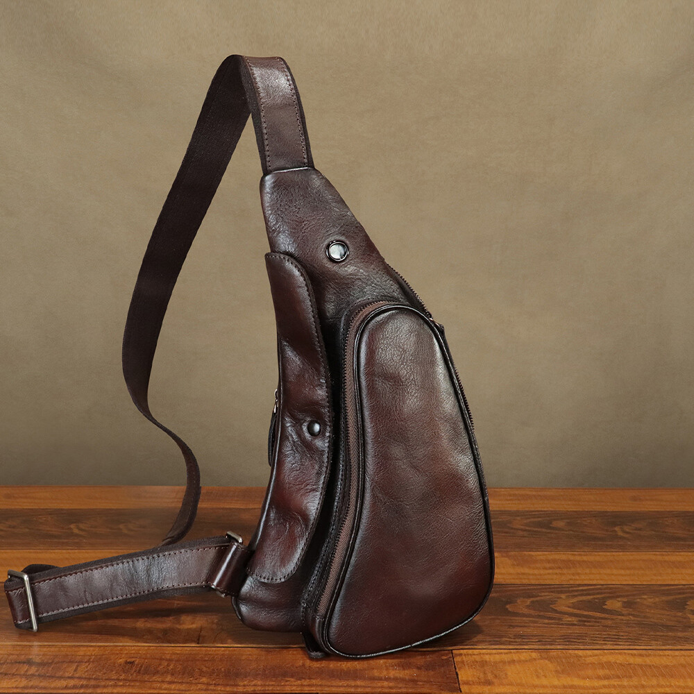 Genuine Leather Sling Bag for Women Men Sling Backpack Purses Crossbody Bag