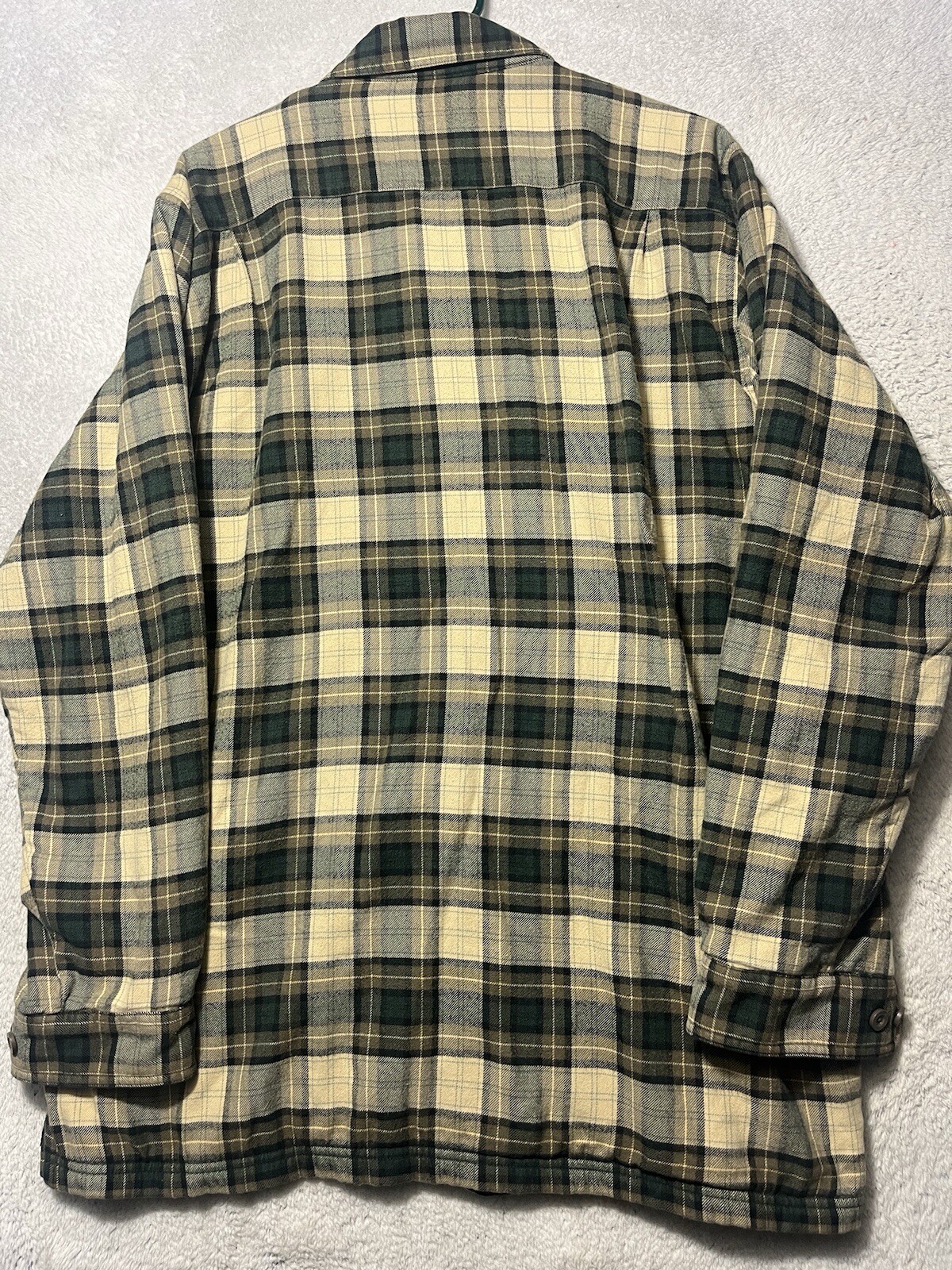 Vintage LL Bean Jacket Mens L Tall Plaid Flannel Shacket Fleece Lined Button Up.