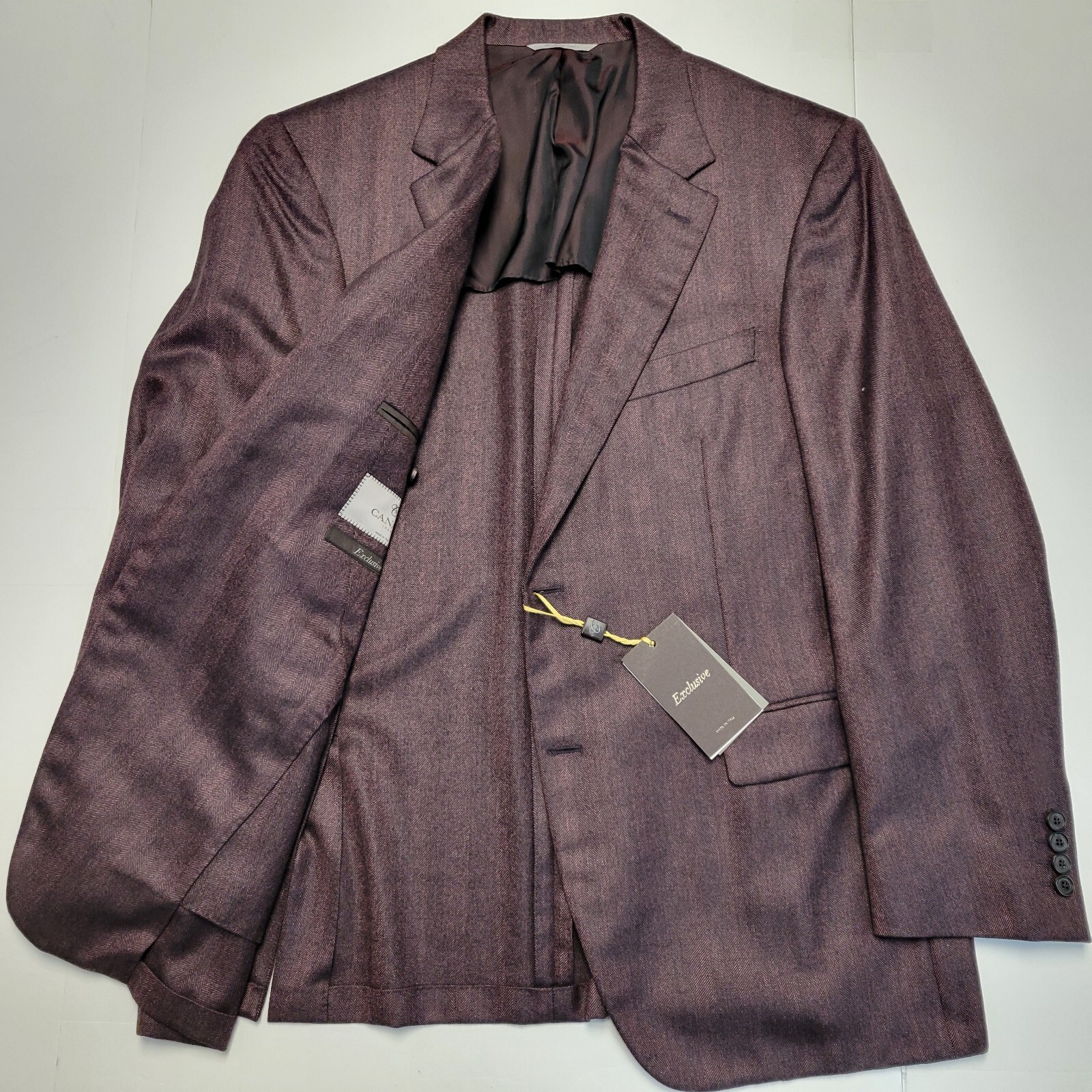 $2395 CANALI EXCLUSIVE Herringbone CASHMERE SILK Sport Jacket 48R EU 58 Purple