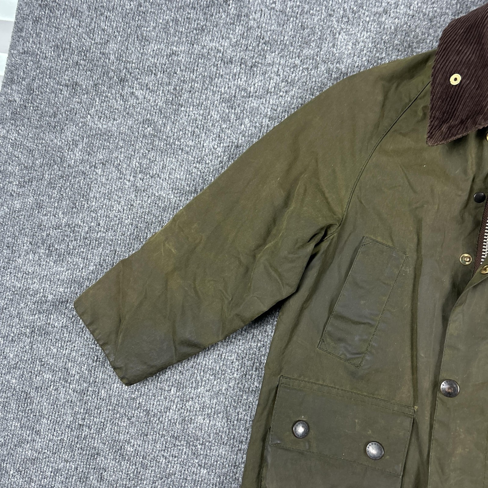 Barbour Bedale Jacket Kids Small Green Waxed Cotton Hunting Coat England