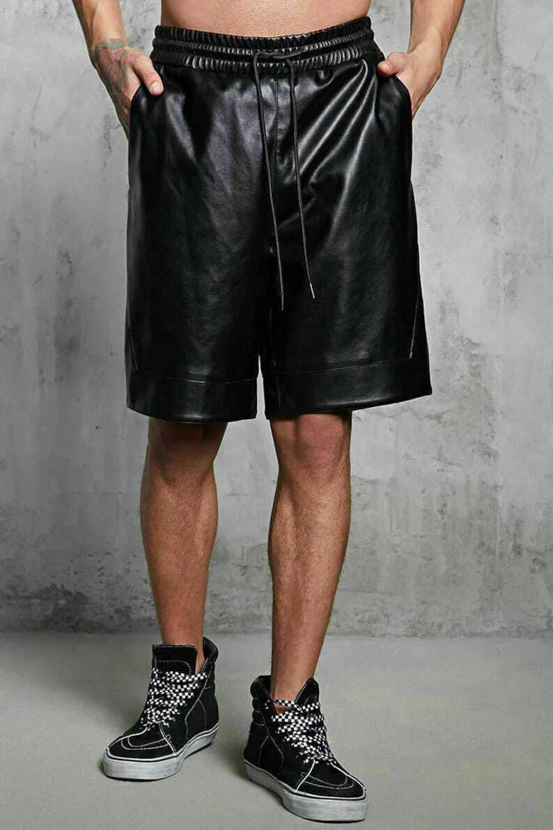 Luxury Men’s Leather Shorts Genuine Soft Lambskin Sports Gym Causal Wear Shorts