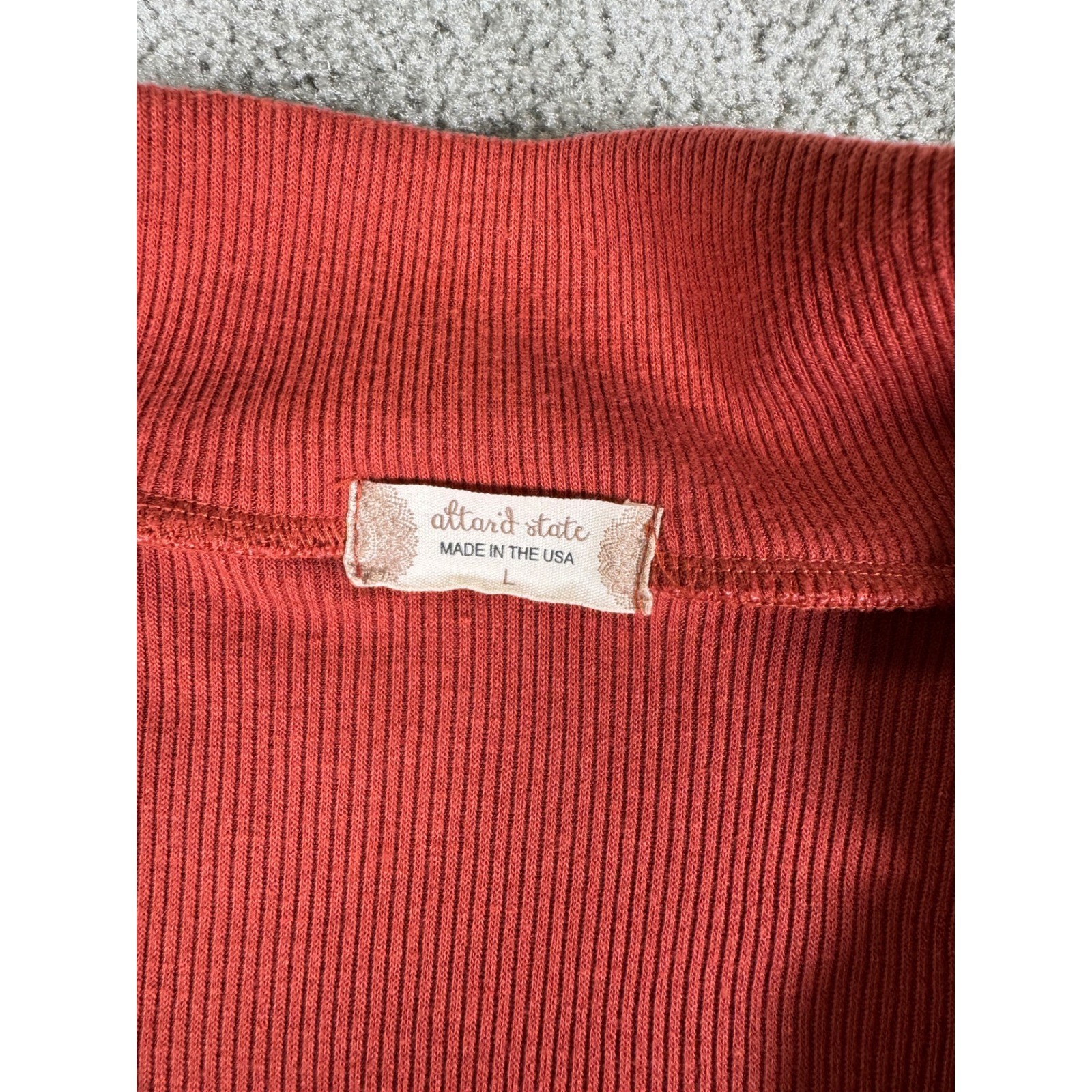 Altar’d State Ribbed Crop Top Rust Orange V-Neck Long Sleeve Large A1596K706JD