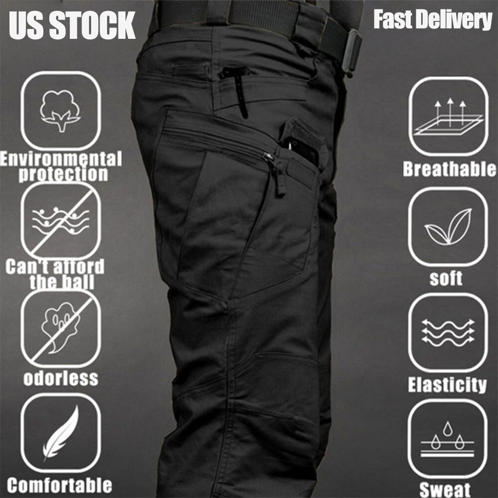 Tactical Cargo Pants for Men Waterproof Hiking Work Combat Outdoor Trousers