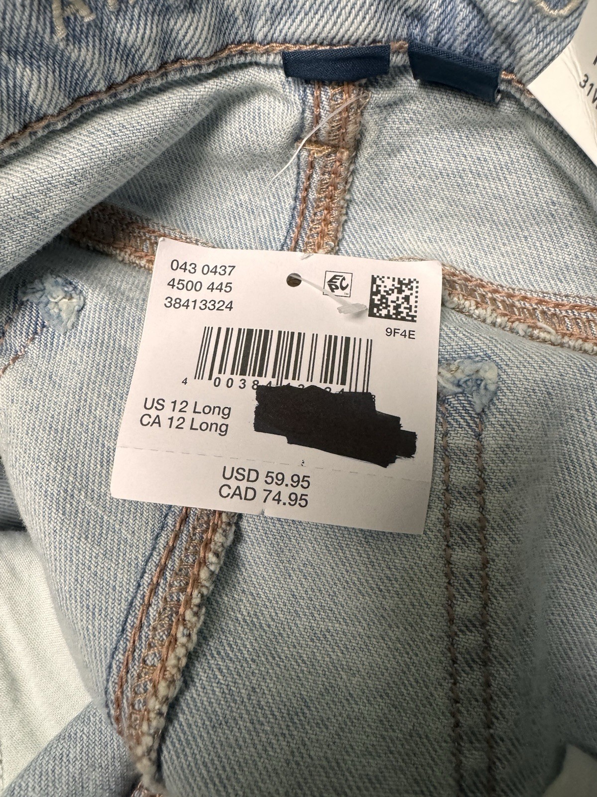 American Eagle Strigid Jeans Blue Indigo Water Highest Rise Baggy Straight 12L