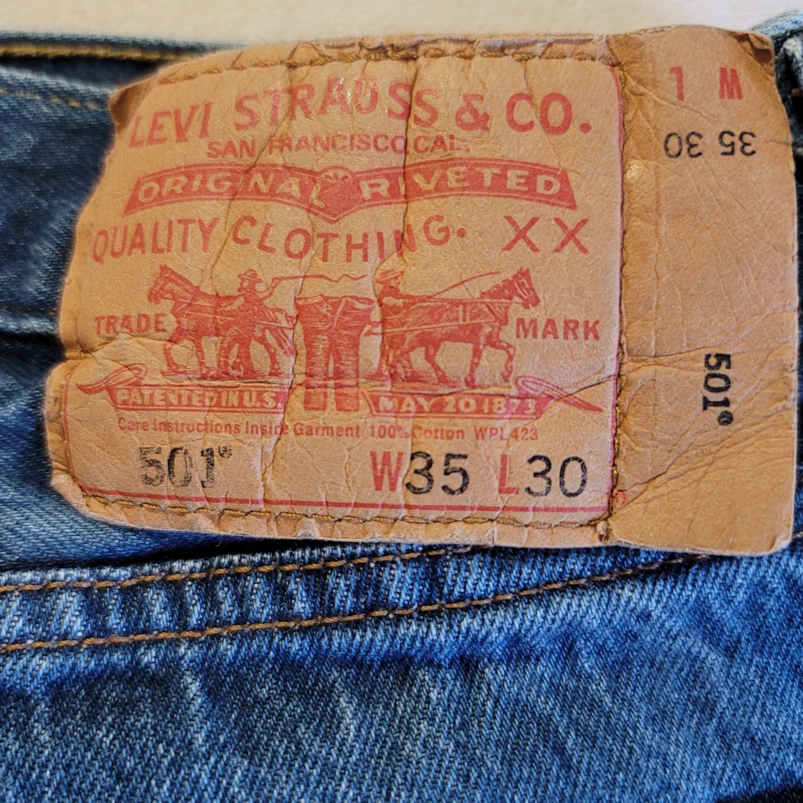 Y2K Levi’s 501 Original Fit Mens 35×30 (33×27.5) Blue Jeans Straight Button Fly