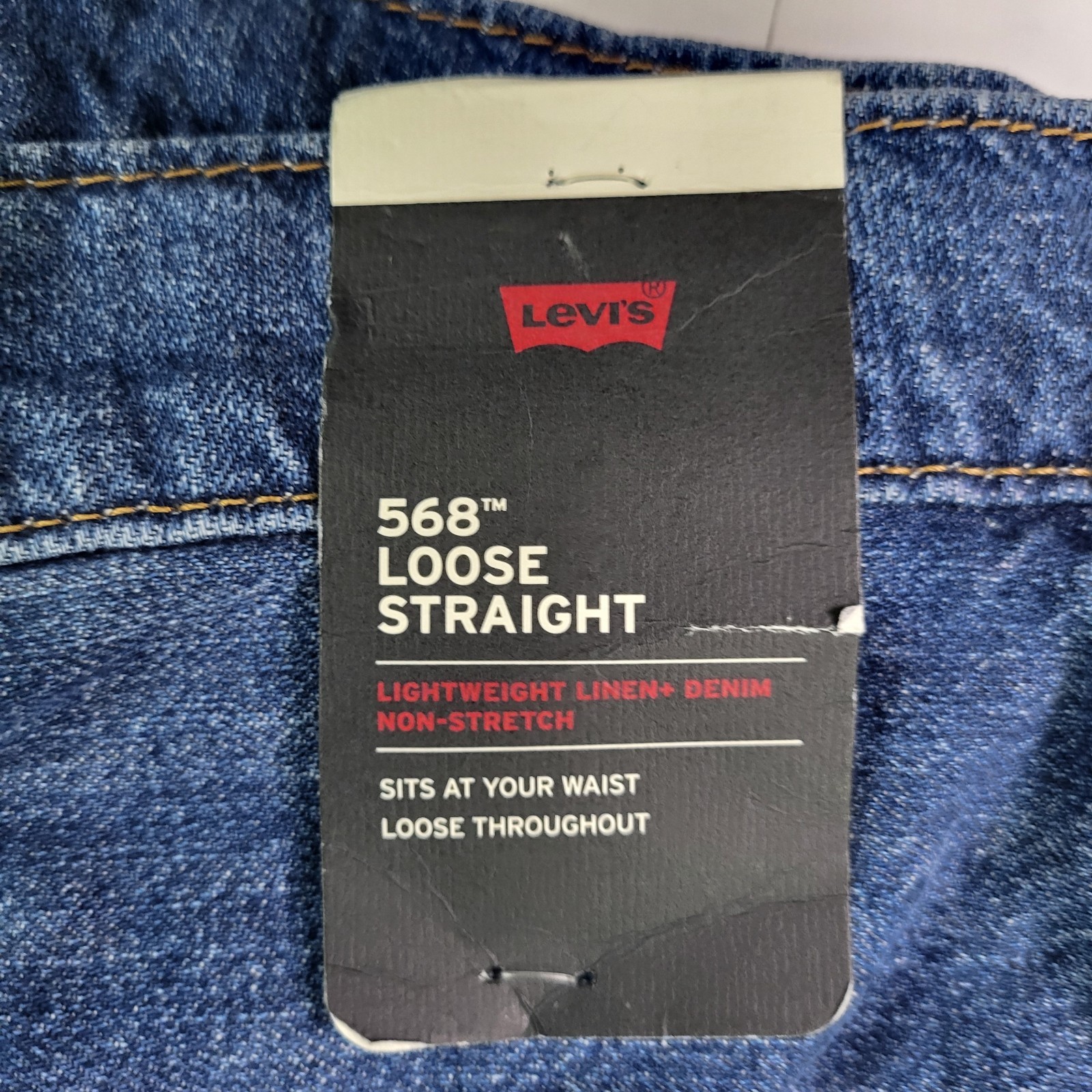 Levis Premium 568 Loose Straight Jeans 38×30 Mens Blue New With Tags 0 Cotton