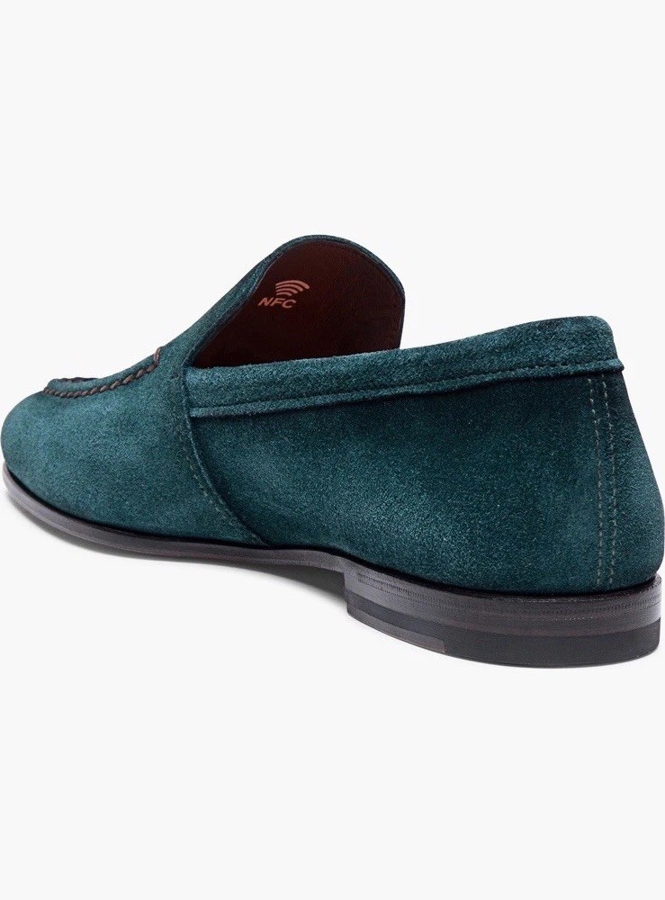 Santoni Men’s Slip-On Shoes Loafers Size 9 US 10 in Green Suede Made in Italy