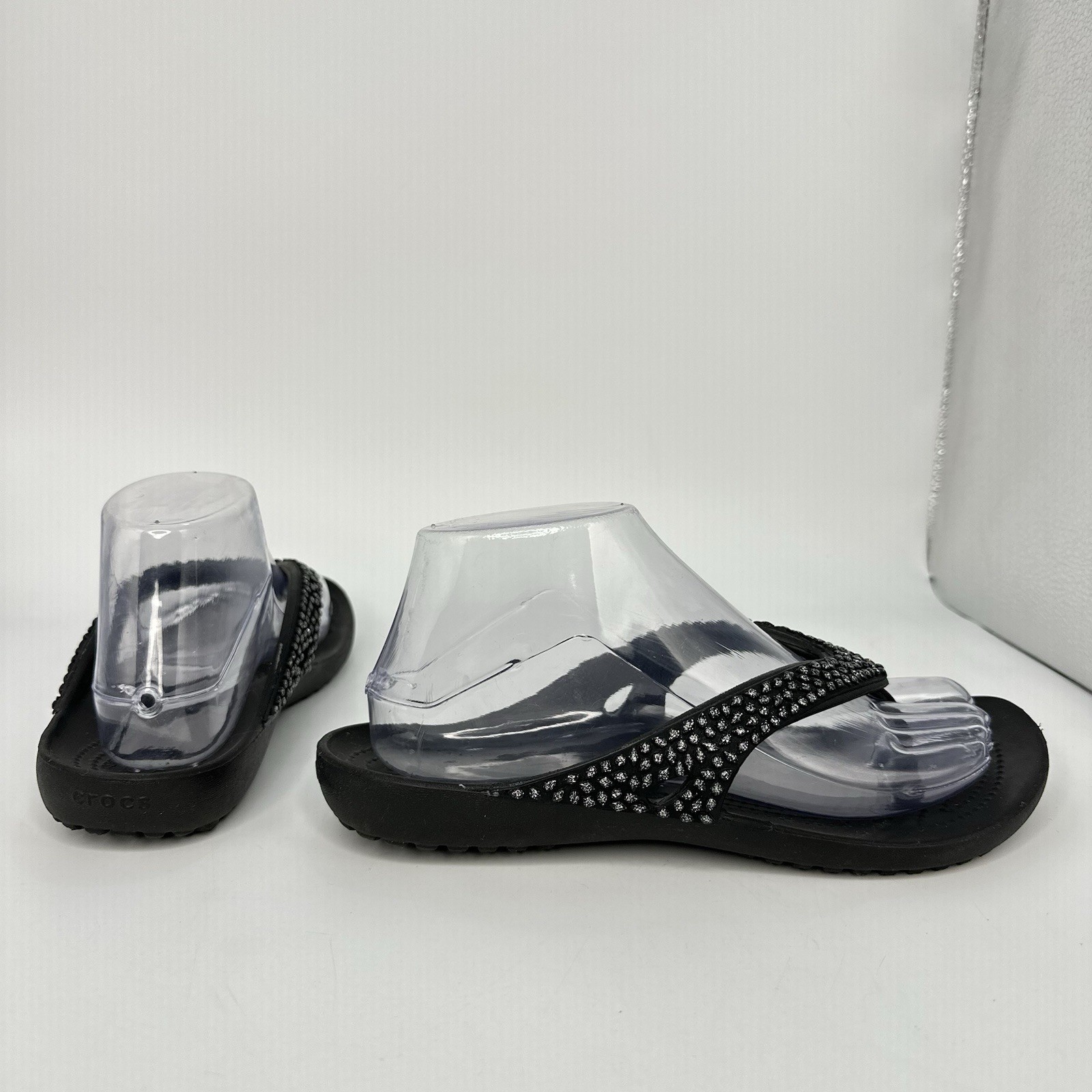 Crocs-Kadee II Embellished Size 8 Women Sandal Flip Flop Thong Black 205741