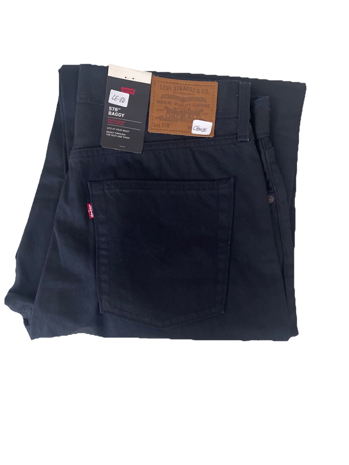 LEVI Premium 578 Baggy Coated. Black Choose Size