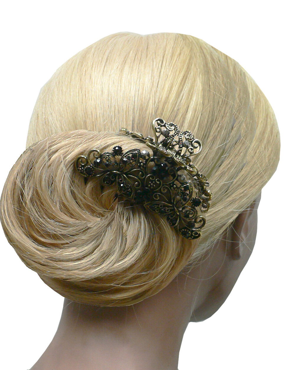 Set of 2 Metal Jaw Claw Clips Butterfly Design Thick hair 2 Color RW86410-6132-2