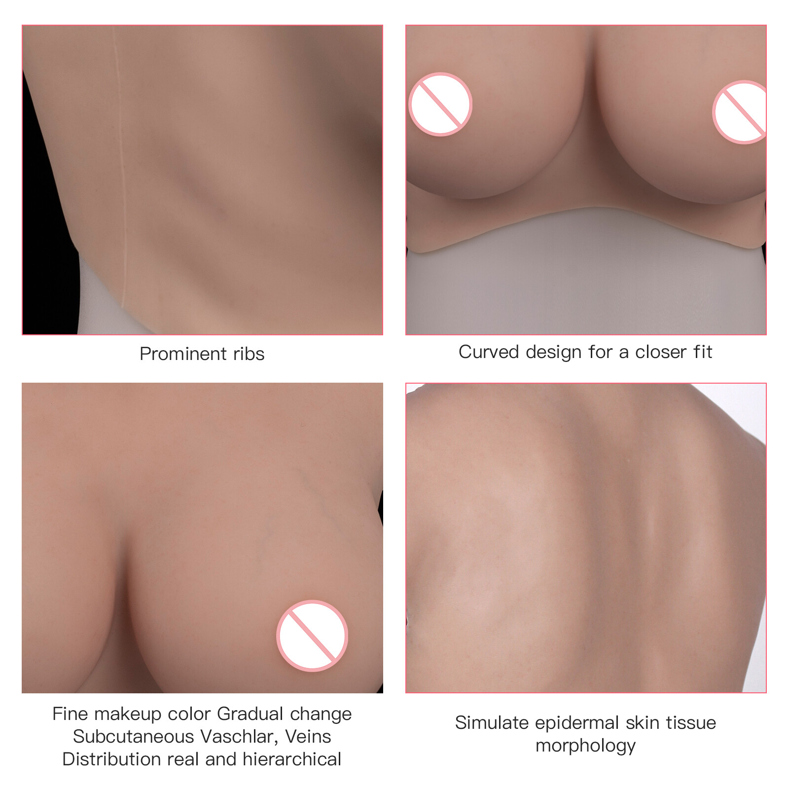 Minaky 8G L Size Silicone Breastplate Breast Forms Fake Boobs With Bloodshot Cos