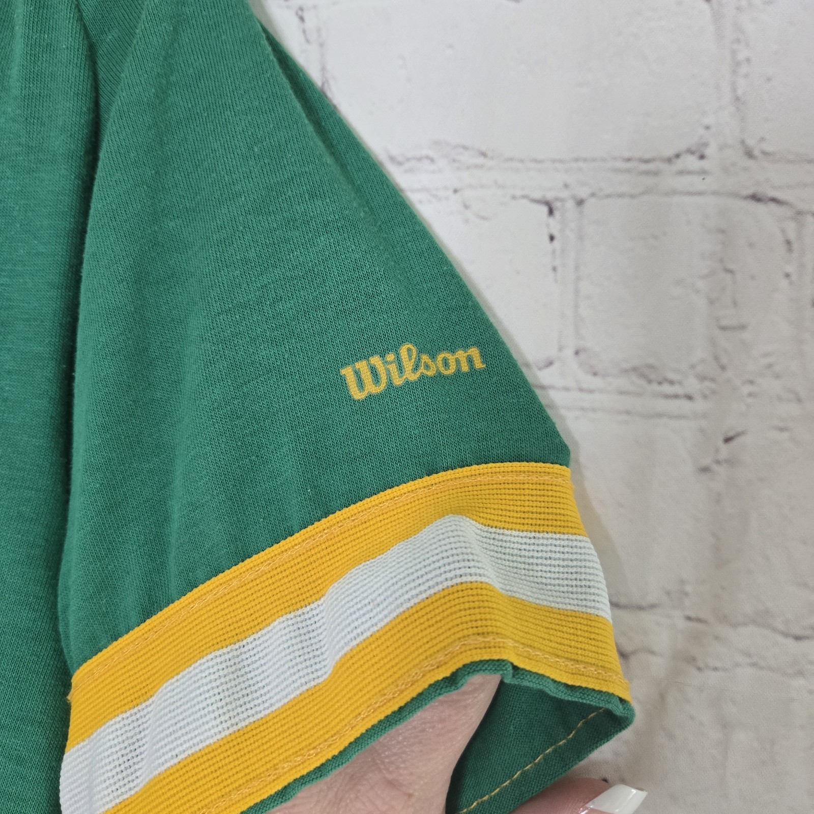 American vintage 70s i0s Wilson ringer baseball jersey sz M Green Yellow