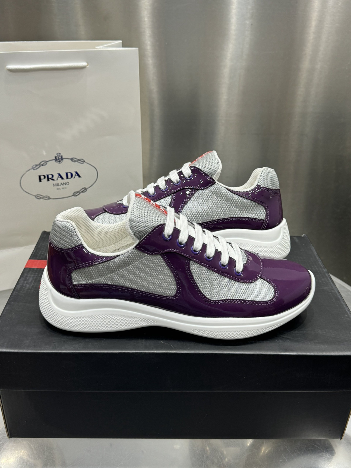 Prada Americas Cup Men’s purple Low-top Fashion Casual Sports Shoes